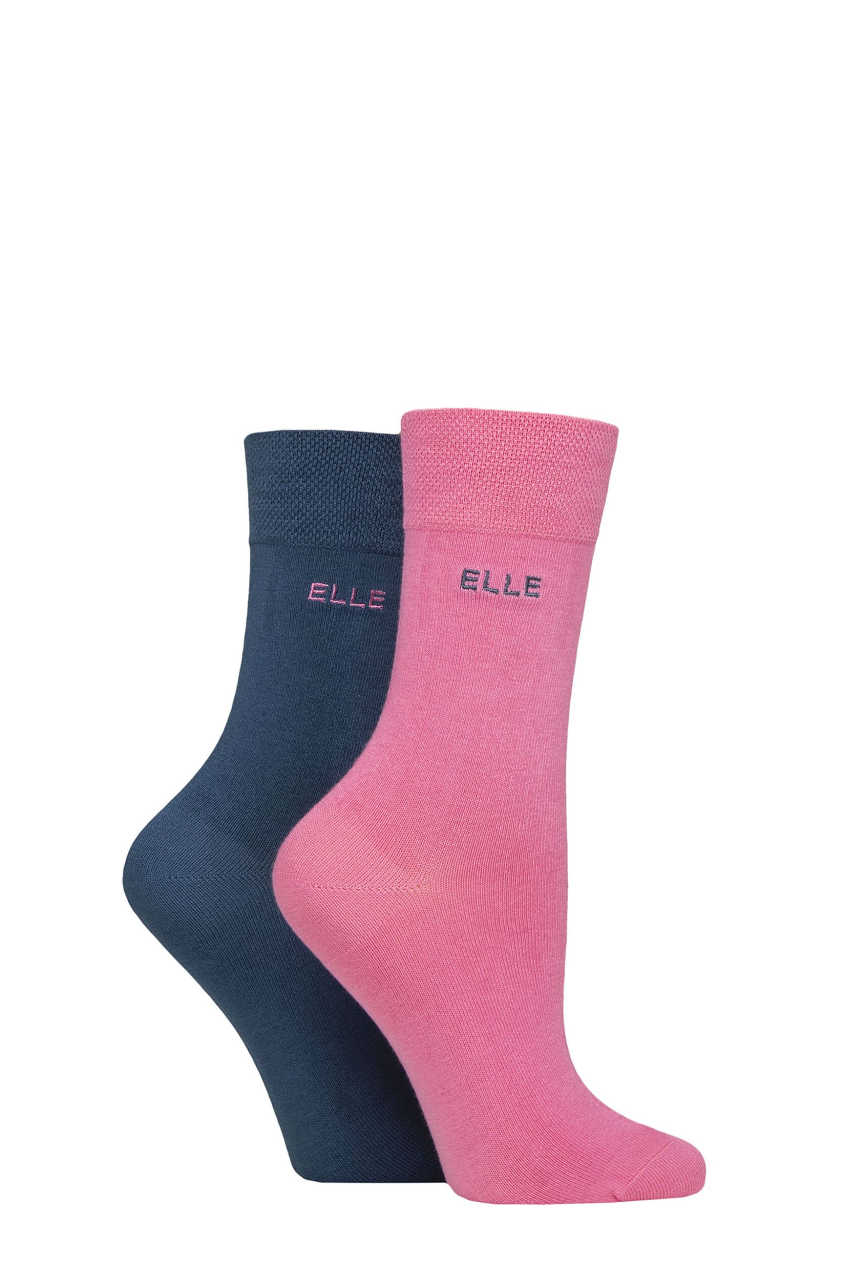 Image of Women's 2 Pair Elle Plain Bamboo Fibre Socks Seafarer 4-8