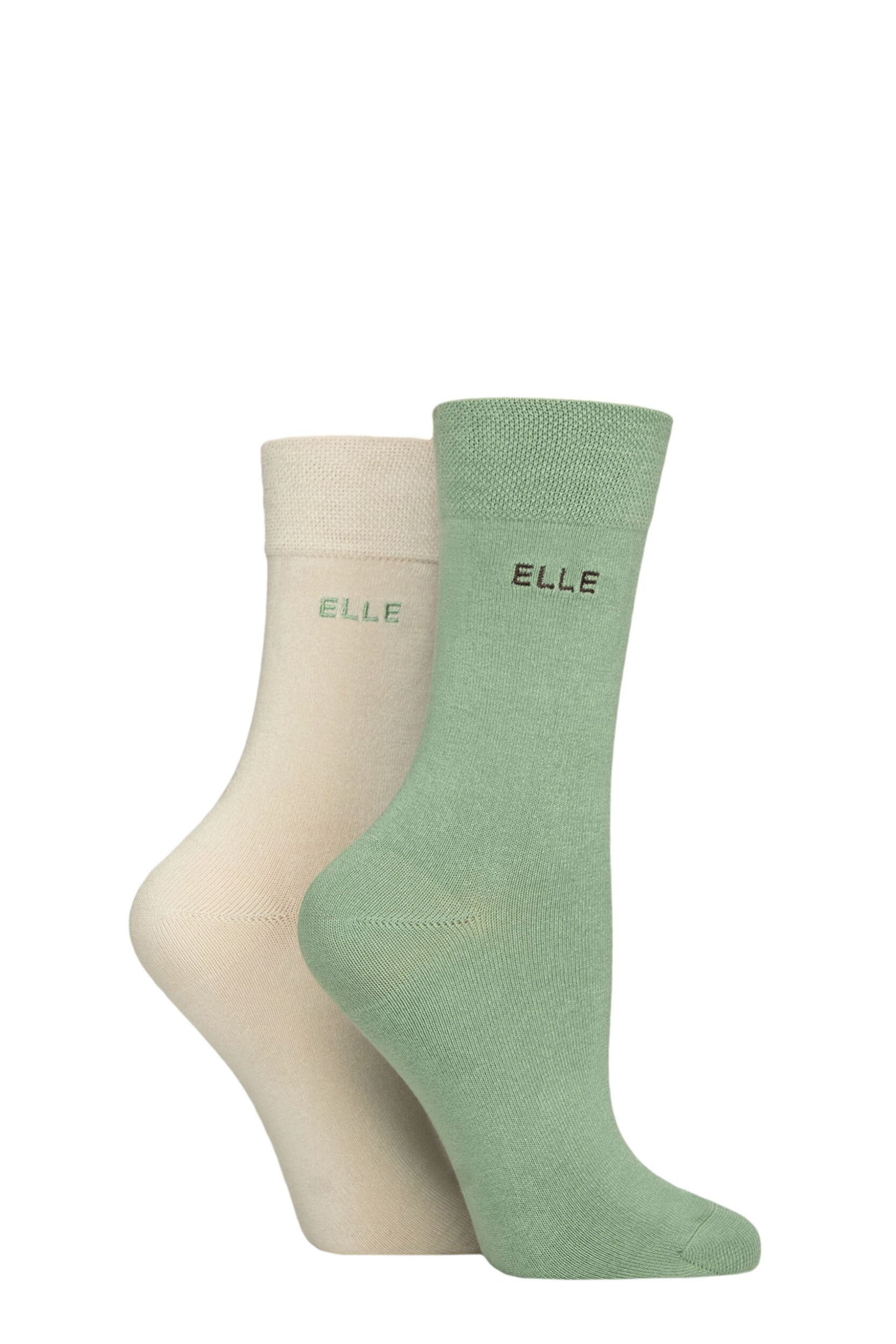 Image of Women's 2 Pair Elle Plain Bamboo Fibre Socks Forager 4-8