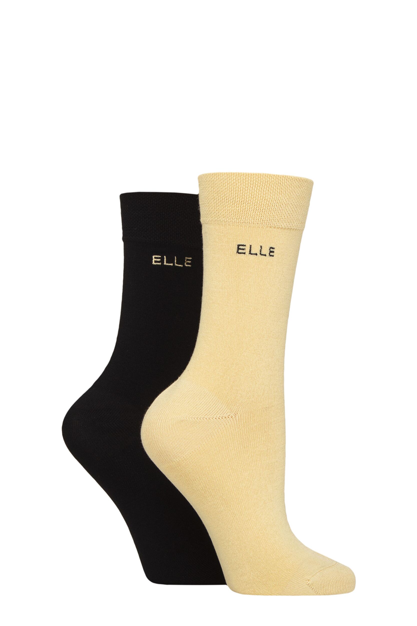 Image of Women's 2 Pair Elle Plain Bamboo Fibre Socks Daisy Dream 4-8