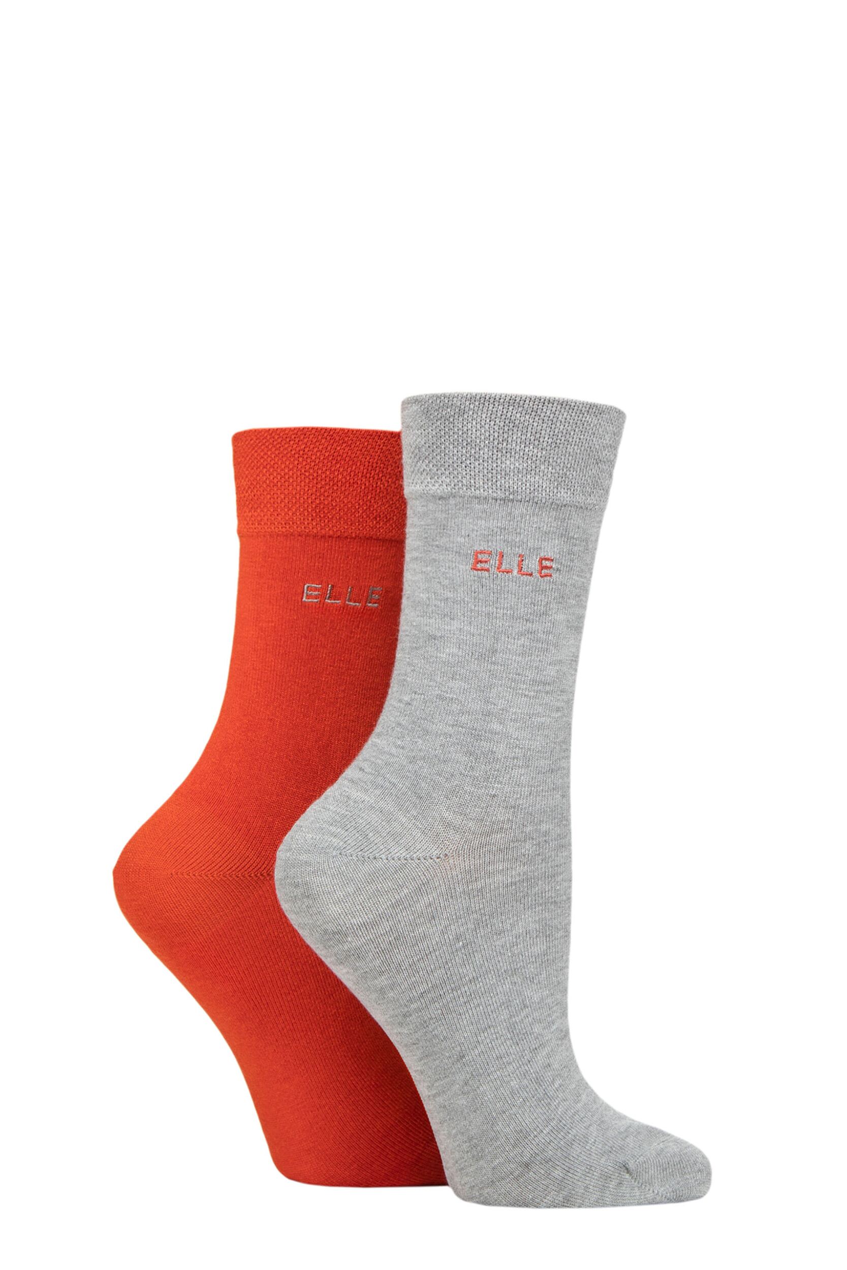 Women's 2 Pair Elle Plain Bamboo Fibre Socks Rust 4-8 Ladies