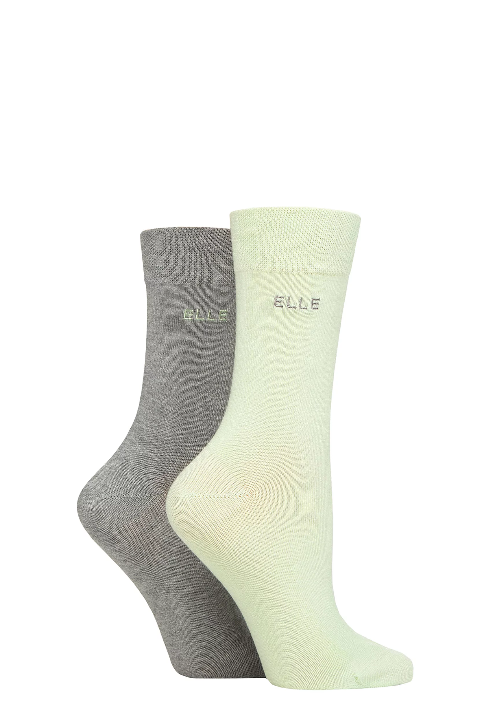Women's 2 Pair Elle Plain Bamboo Fibre Socks Keylime Pie 4