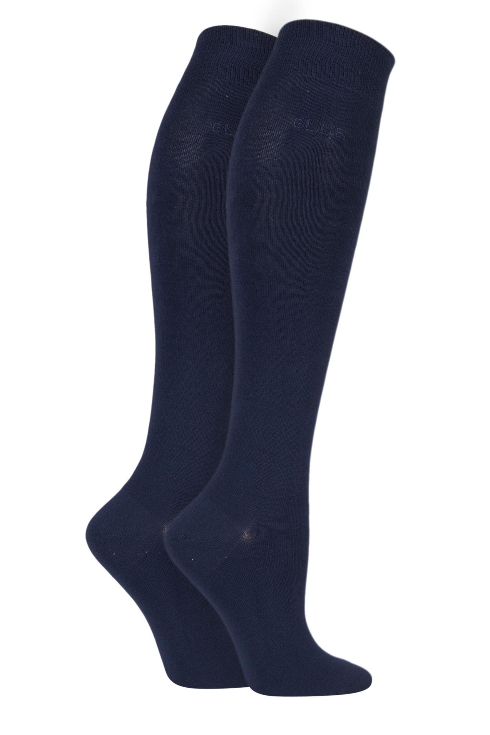 2 Pair Navy Plain Bamboo Knee Highs Ladies 4-8 Ladies - Elle