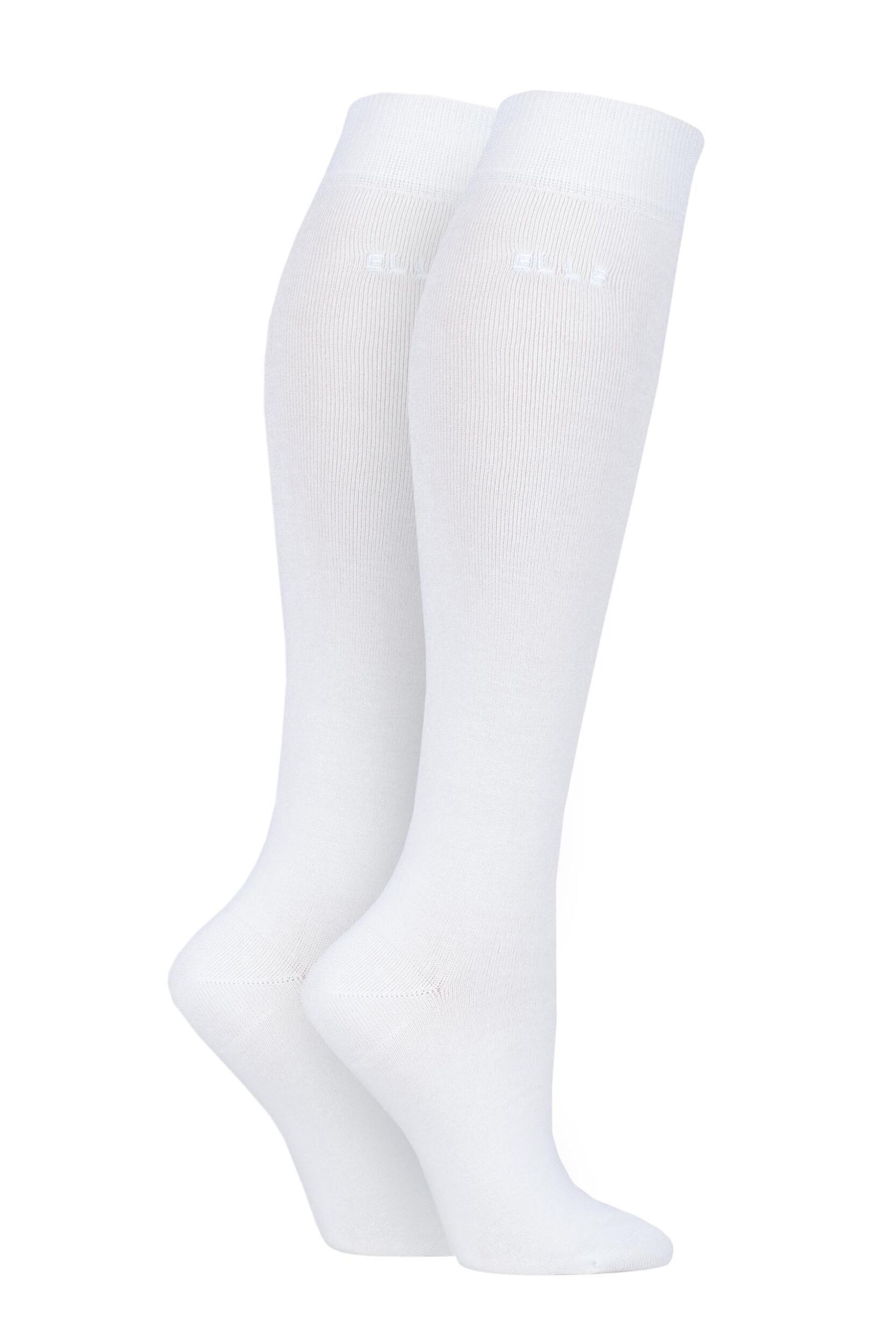 Image of 2 Pair White Plain Bamboo Knee Highs Ladies 4-8 Ladies - Elle