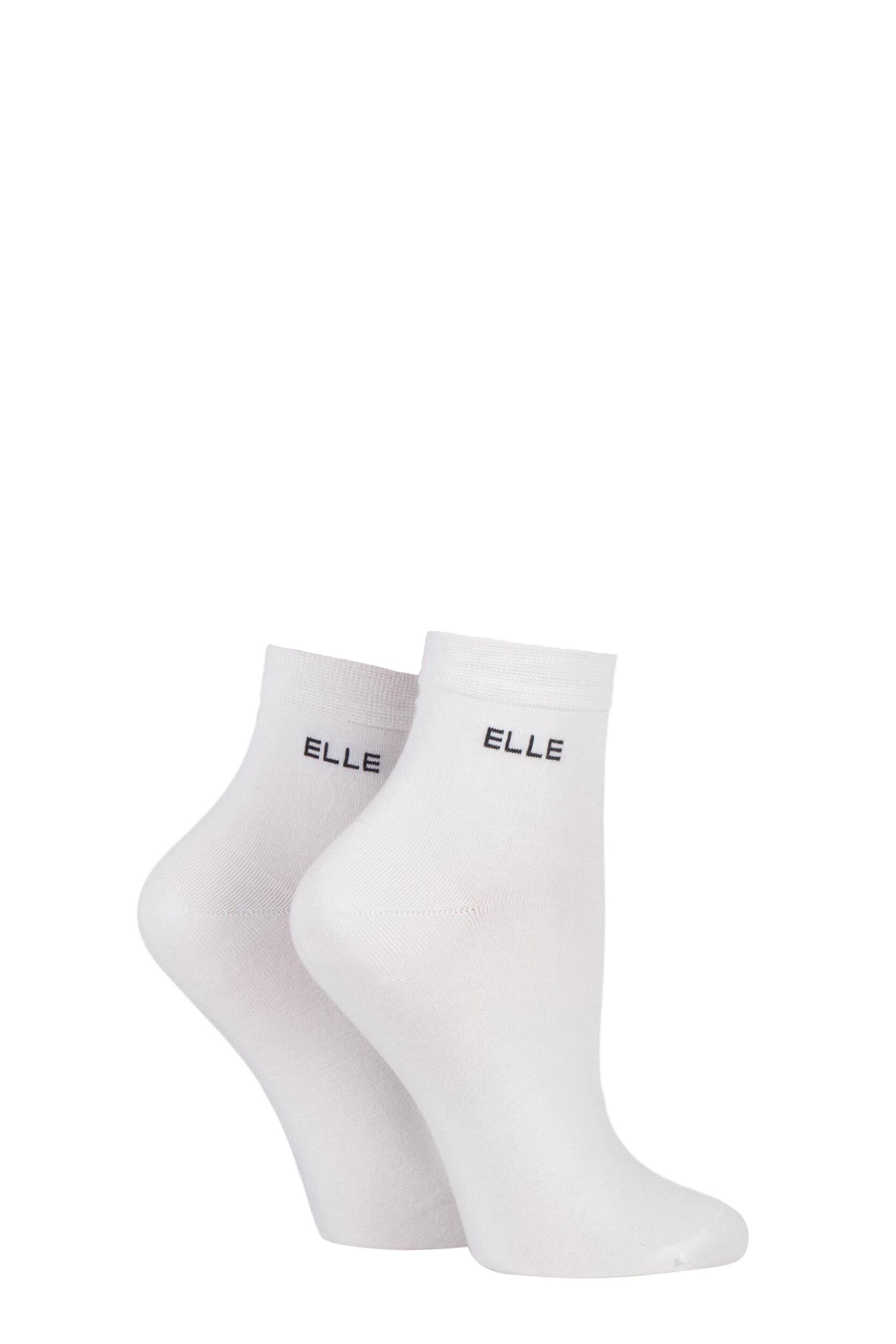 2 Pair White Bamboo Anklet Socks Ladies 4-8 Ladies - Elle