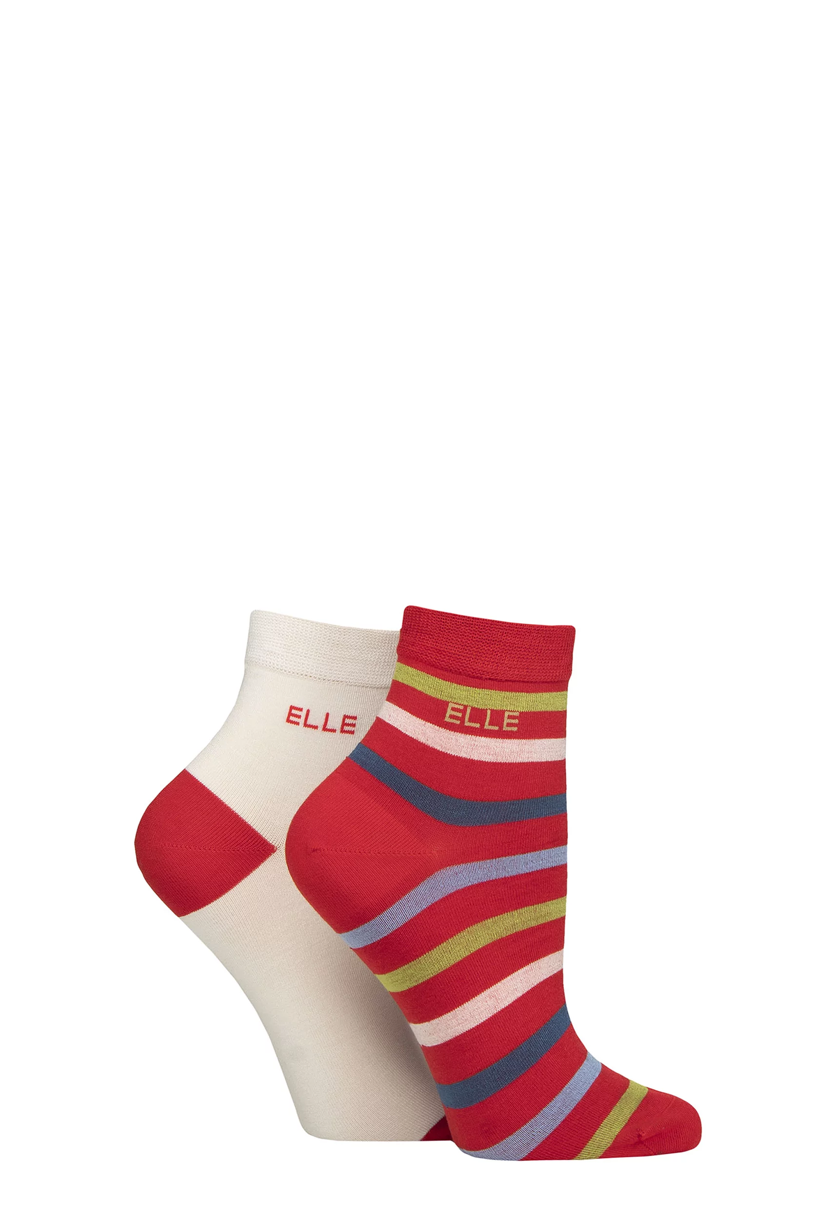 Women's 2 Pair Elle Bamboo Anklet Socks Coastal Joy Stripe 4