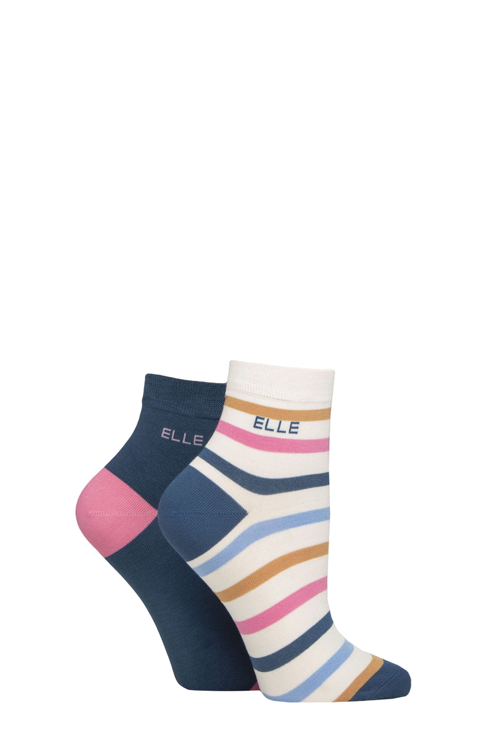 Women's 2 Pair Elle Bamboo Anklet Socks Seafarer Stripe 4-8