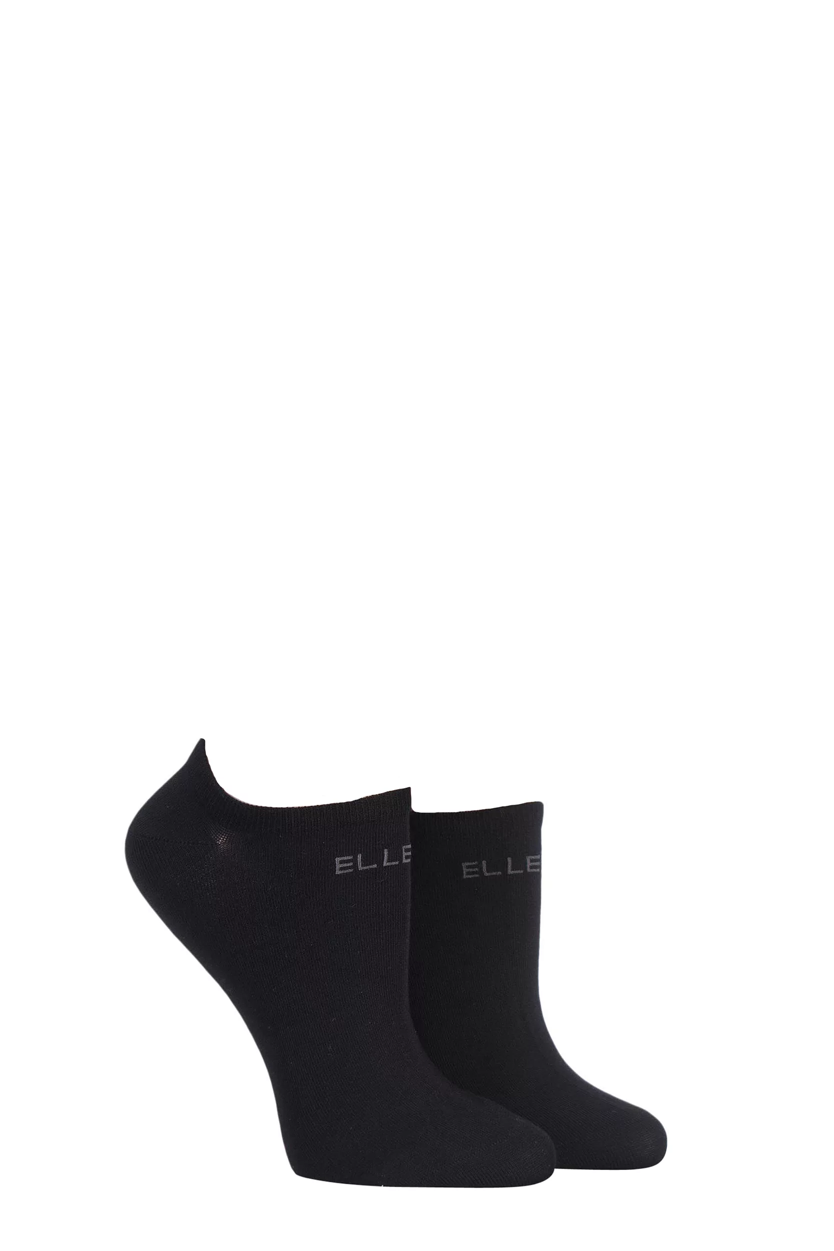 2 Pair Black Plain Bamboo No Show Socks Ladies 4-8 Ladies - Elle