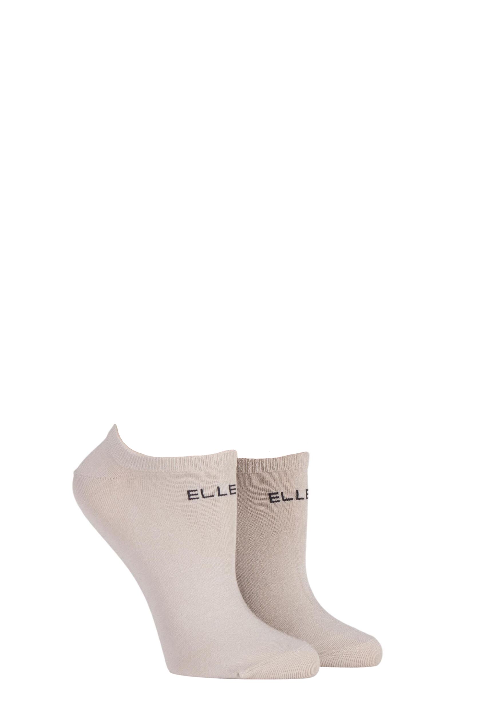 2 Pair Neutrals Plain Bamboo No Show Socks Ladies 4-8 Ladies - Elle