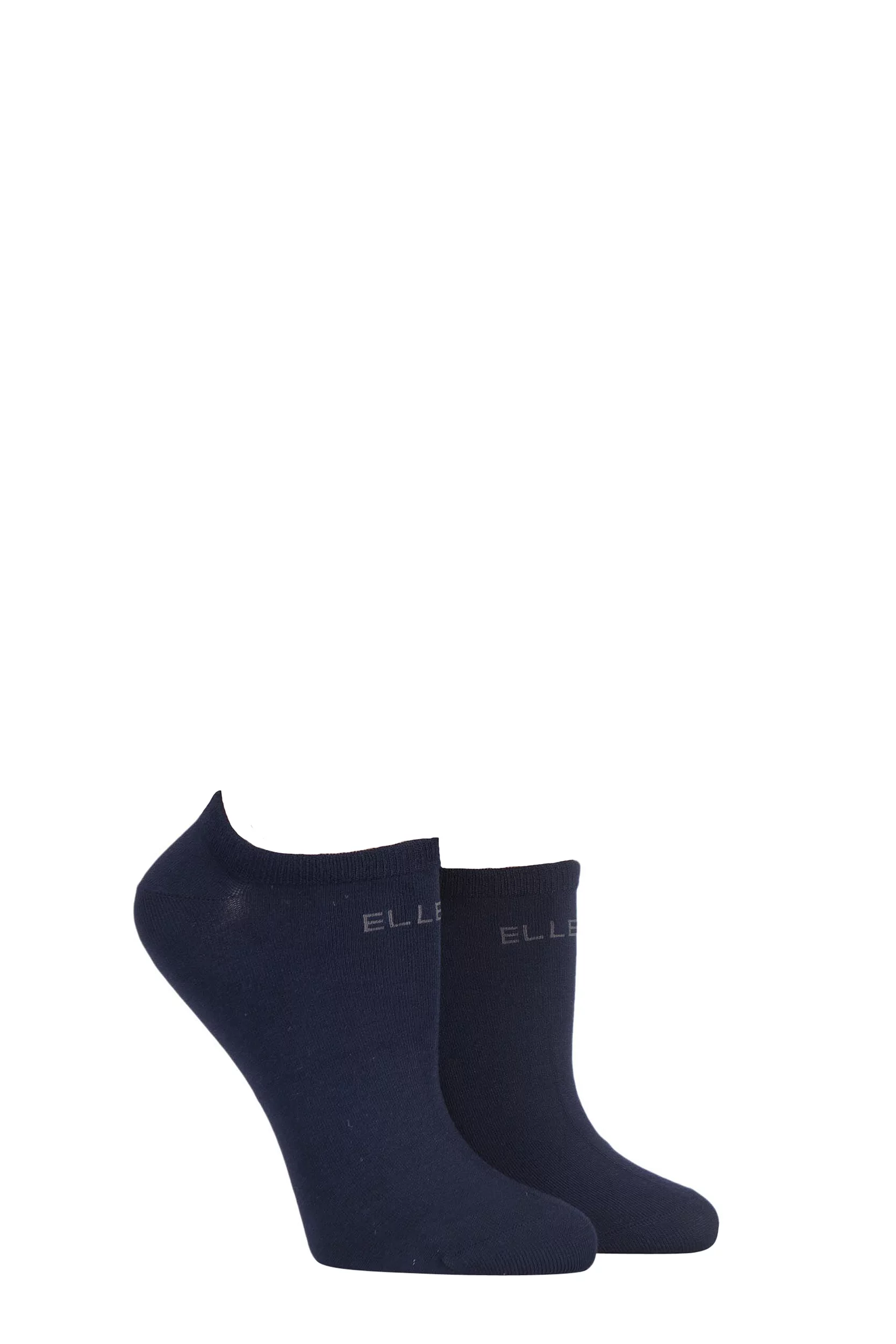 2 Pair Navy Plain Bamboo No Show Socks Ladies 4-8 Ladies - Elle