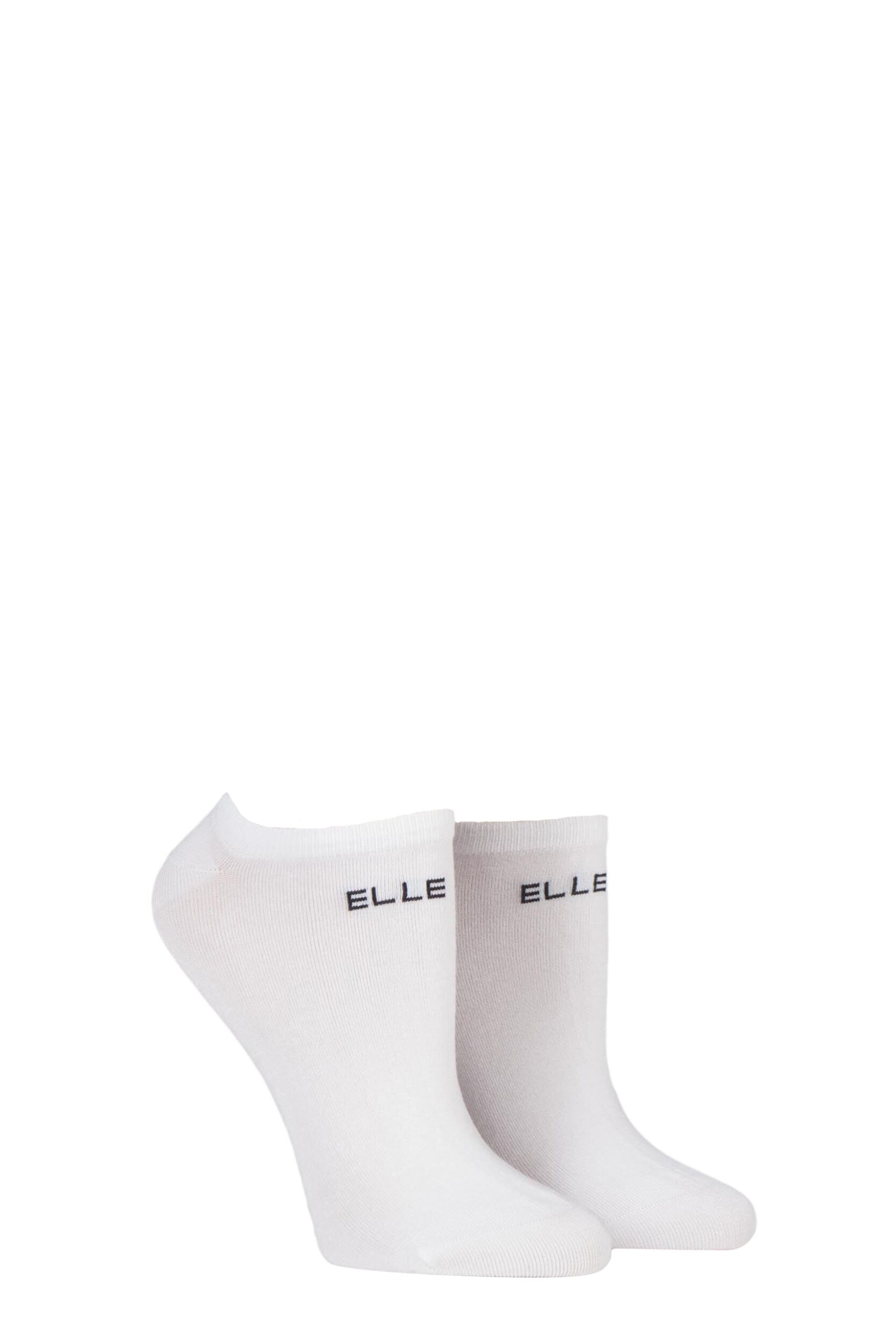 2 Pair White Plain Bamboo No Show Socks Ladies 4-8 Ladies - Elle