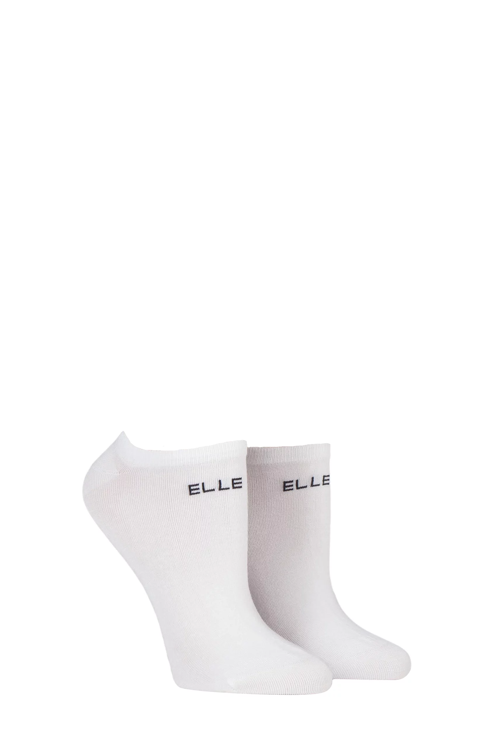 2 Pair White Plain Bamboo No Show Socks Ladies 4-8 Ladies - Elle