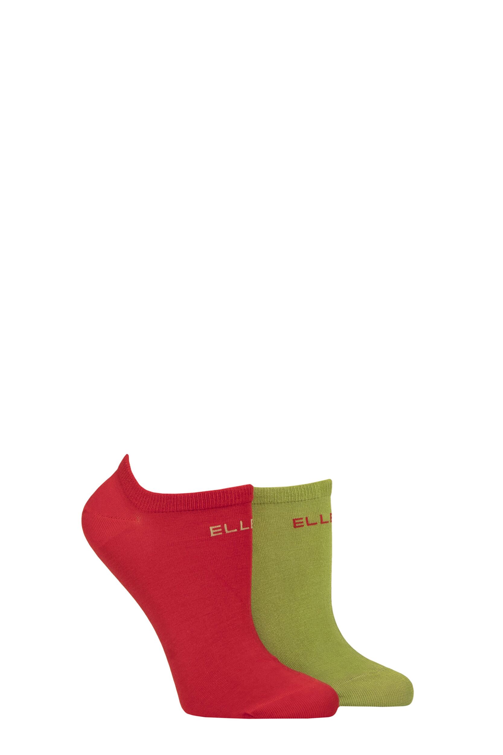 Women's 2 Pair Elle Plain, Patterned and Striped Bamboo No Show Socks Coastal Joy Plain 4-8