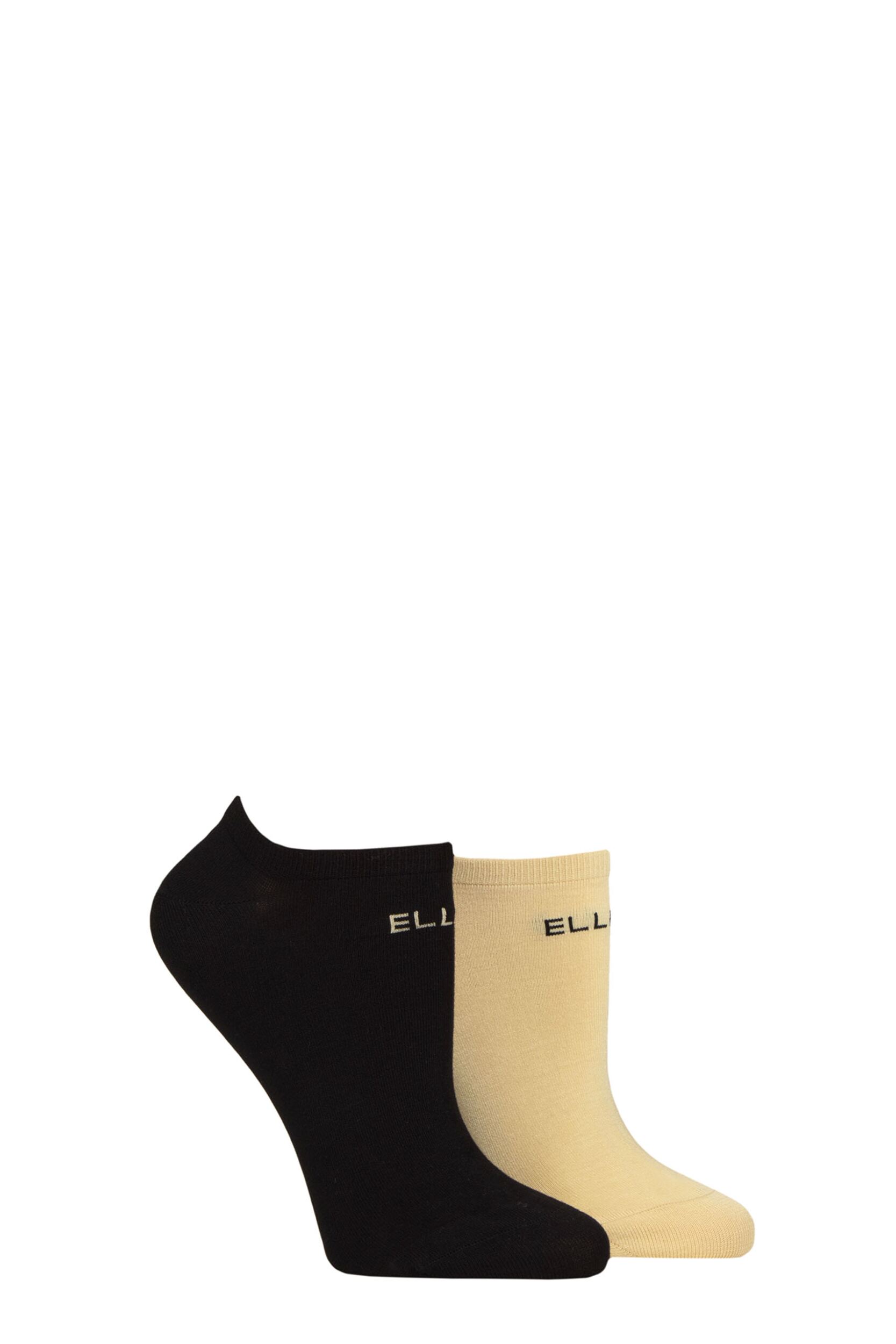 Image of Women's 2 Pair Elle Plain, Patterned and Striped Bamboo No Show Socks Daisy Dream Plain 4-8