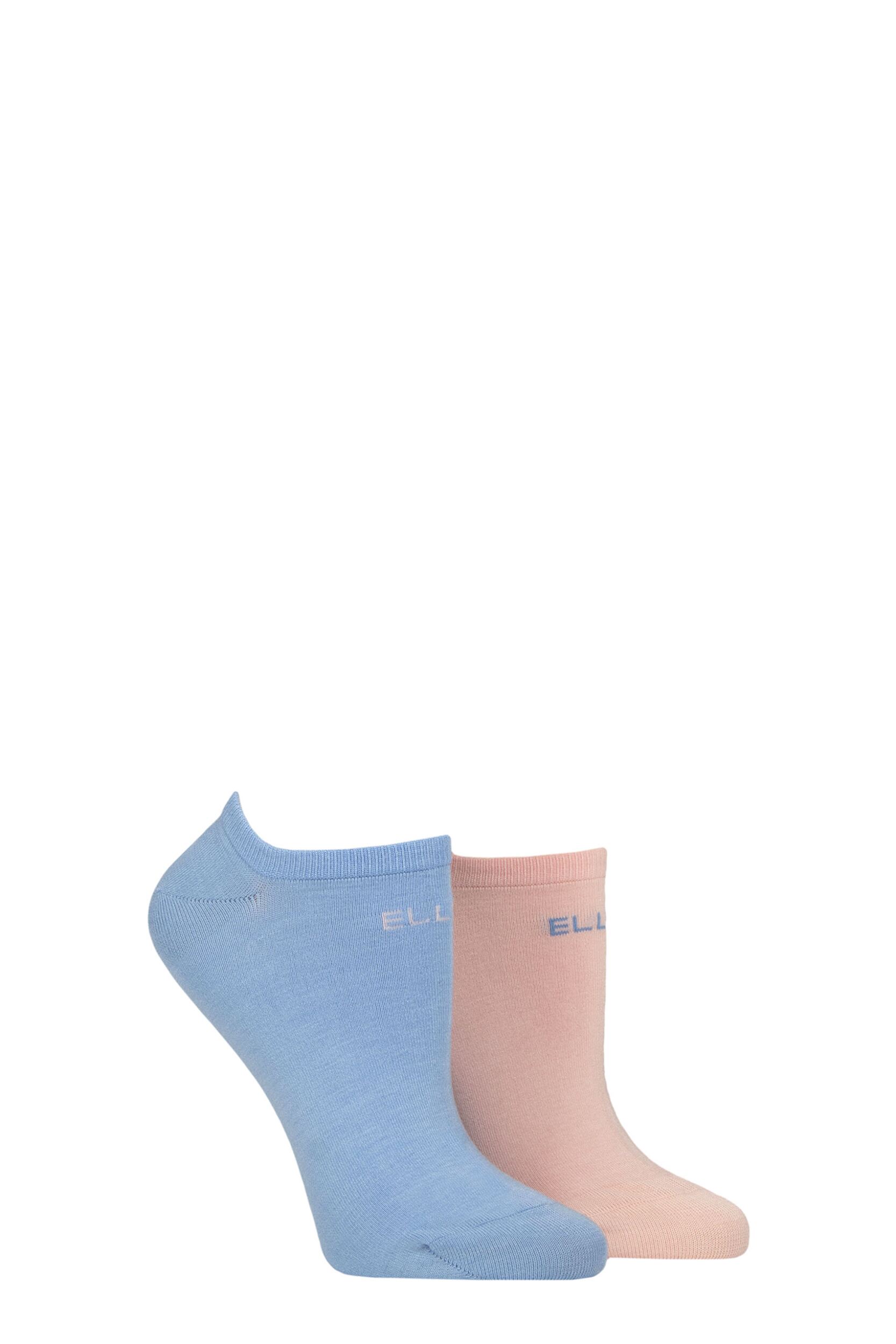 Image of Women's 2 Pair Elle Plain, Patterned and Striped Bamboo No Show Socks Parisian Rose Plain 4-8