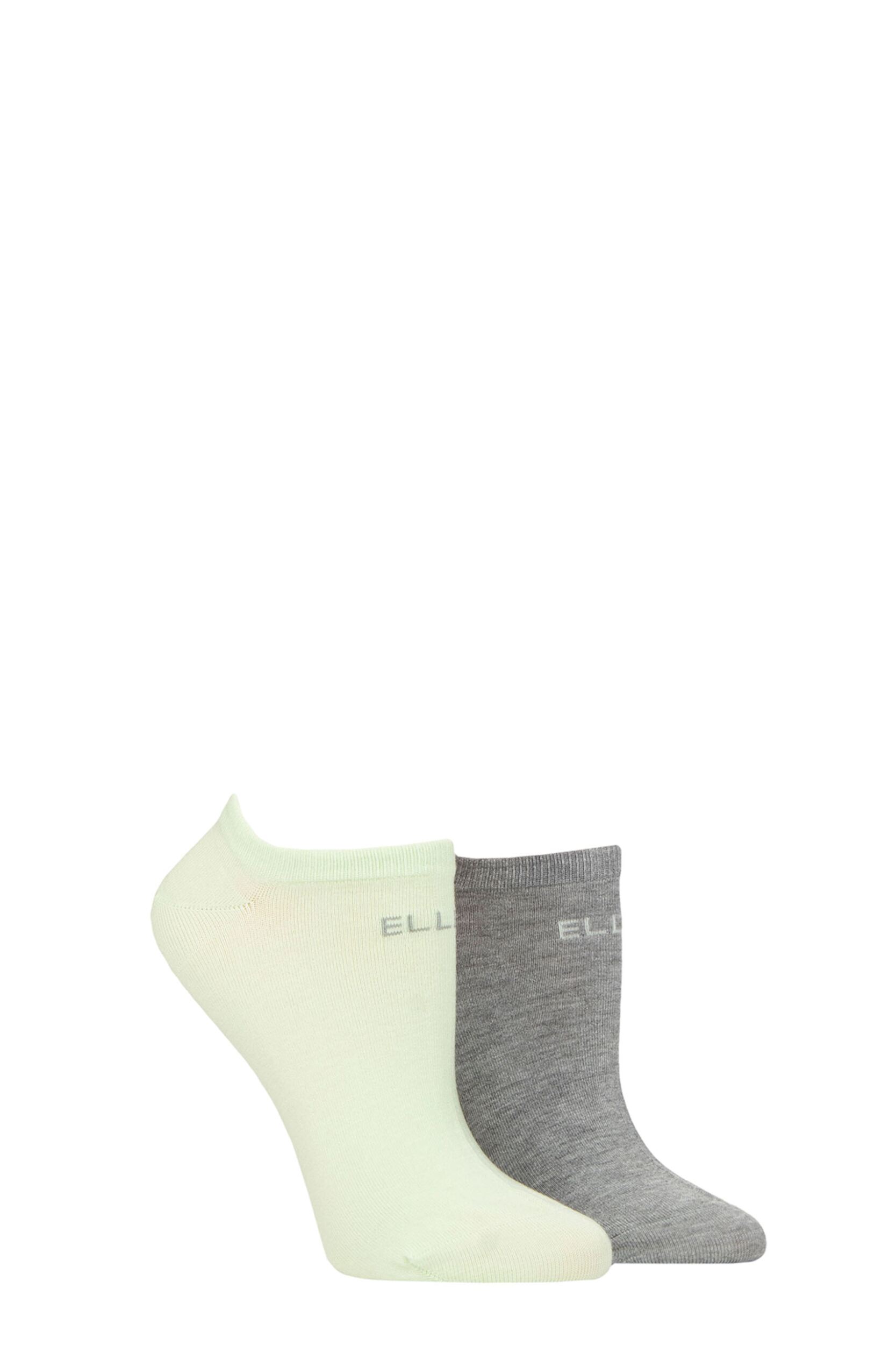 Women's 2 Pair Elle Plain, Patterned and Striped Bamboo No Show Socks Keylime Pie Plain 4-8