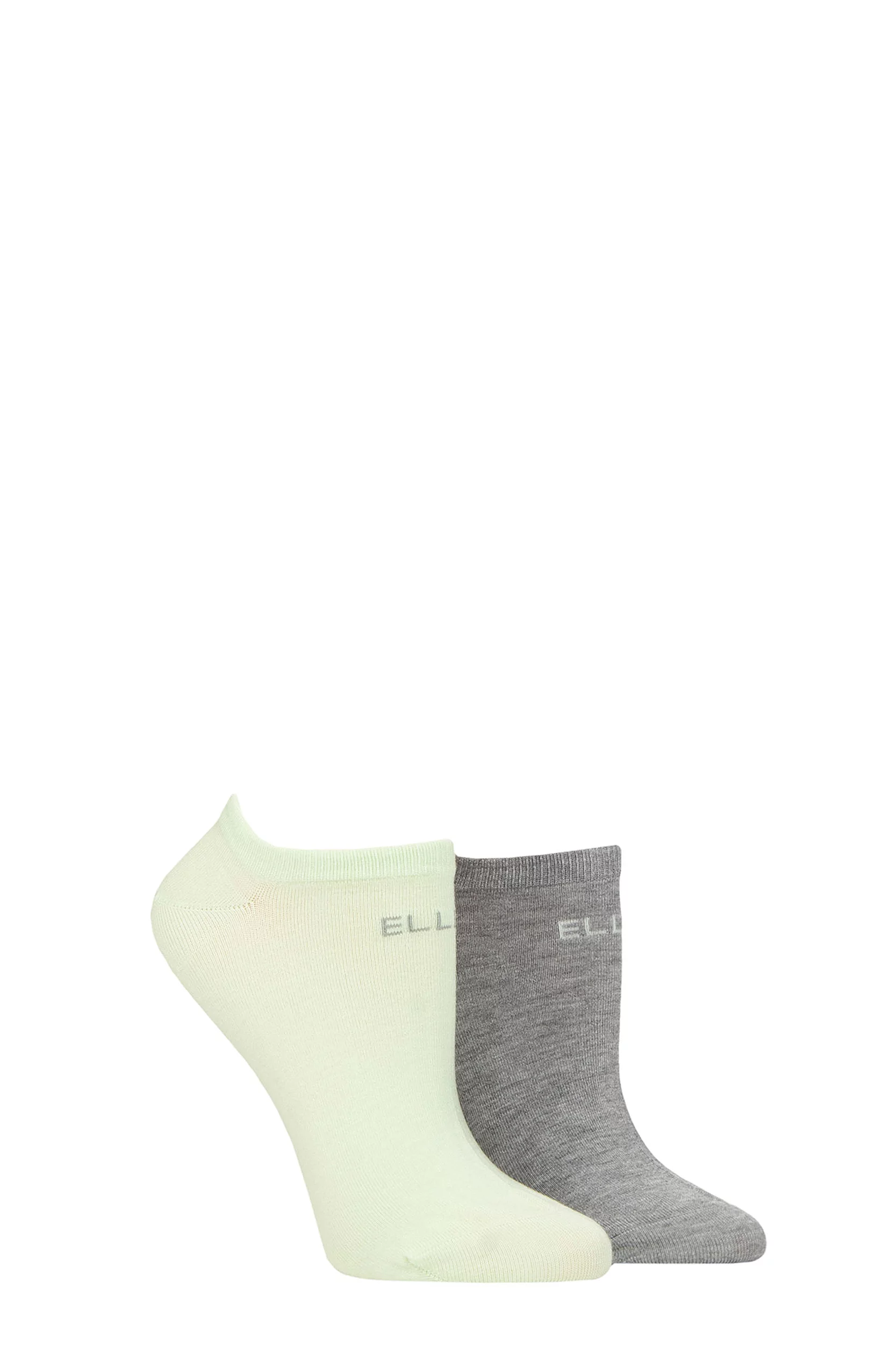 Women's 2 Pair Elle Plain, Patterned and Striped Bamboo No Show Socks Keylime Pie Plain 4