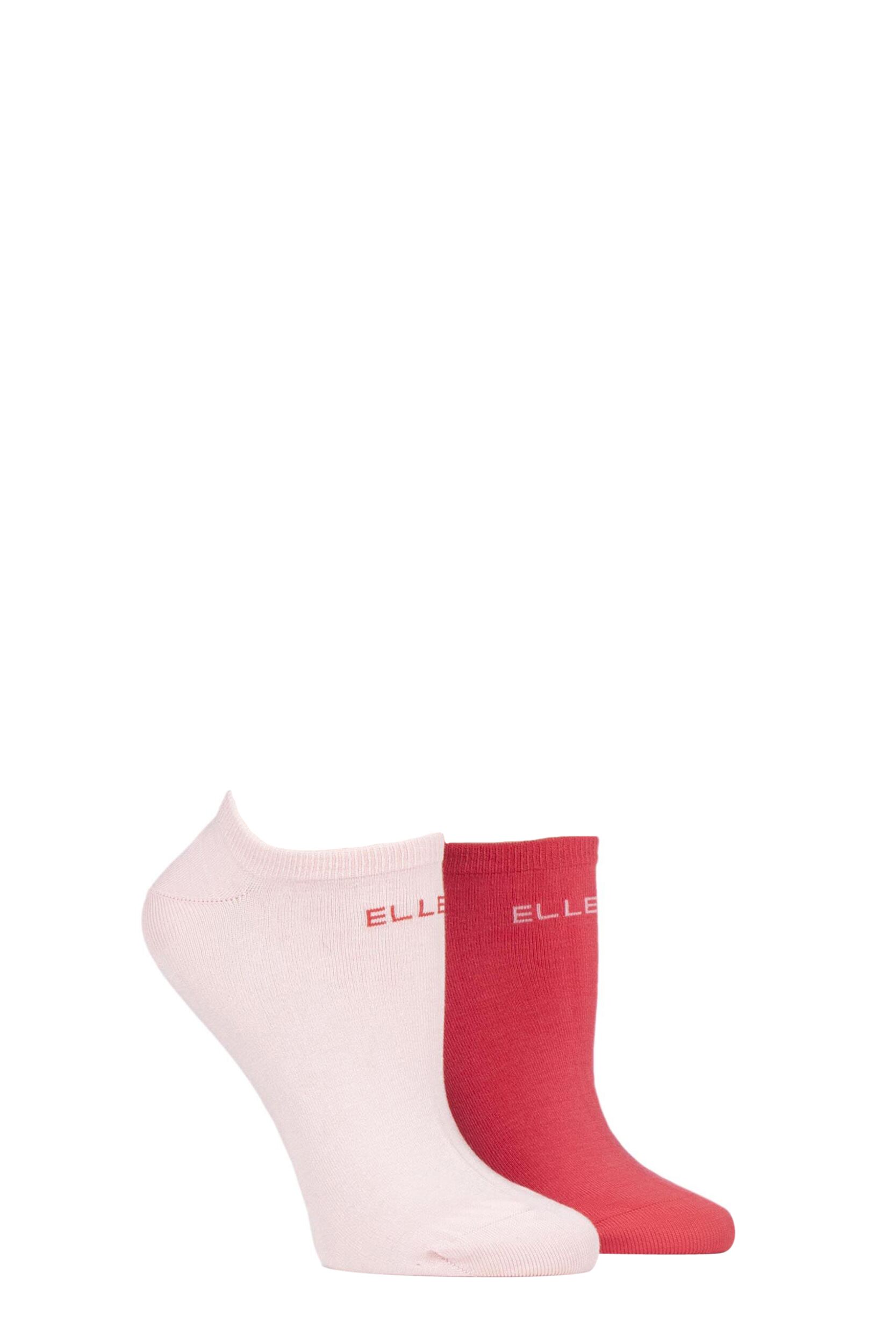2 Pair Strawberry Sorbet Plain Bamboo No Show Socks Ladies 4-8 Ladies - Elle