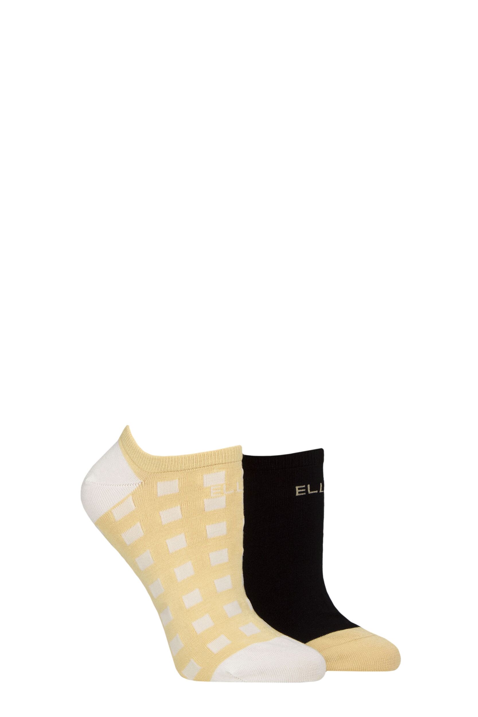 Image of Women's 2 Pair Elle Plain, Patterned and Striped Bamboo No Show Socks Daisy Dream Patterned 4-8