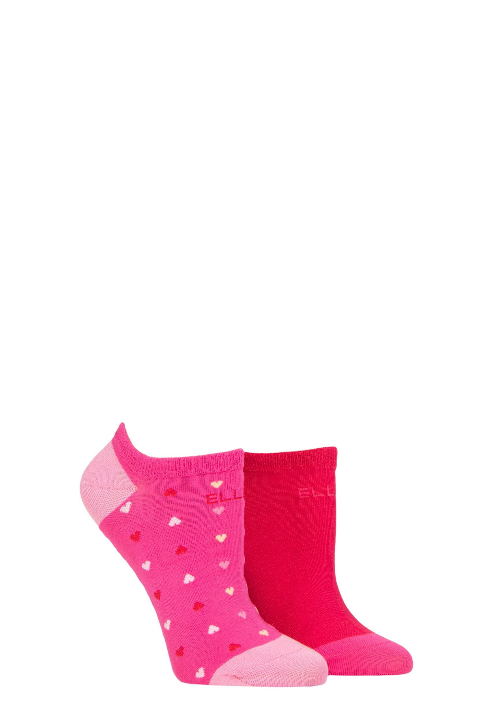 Women's 2 Pair Elle Plain, Patterned and Striped Bamboo No Show Socks Cherry Fizz Patterned 4-8