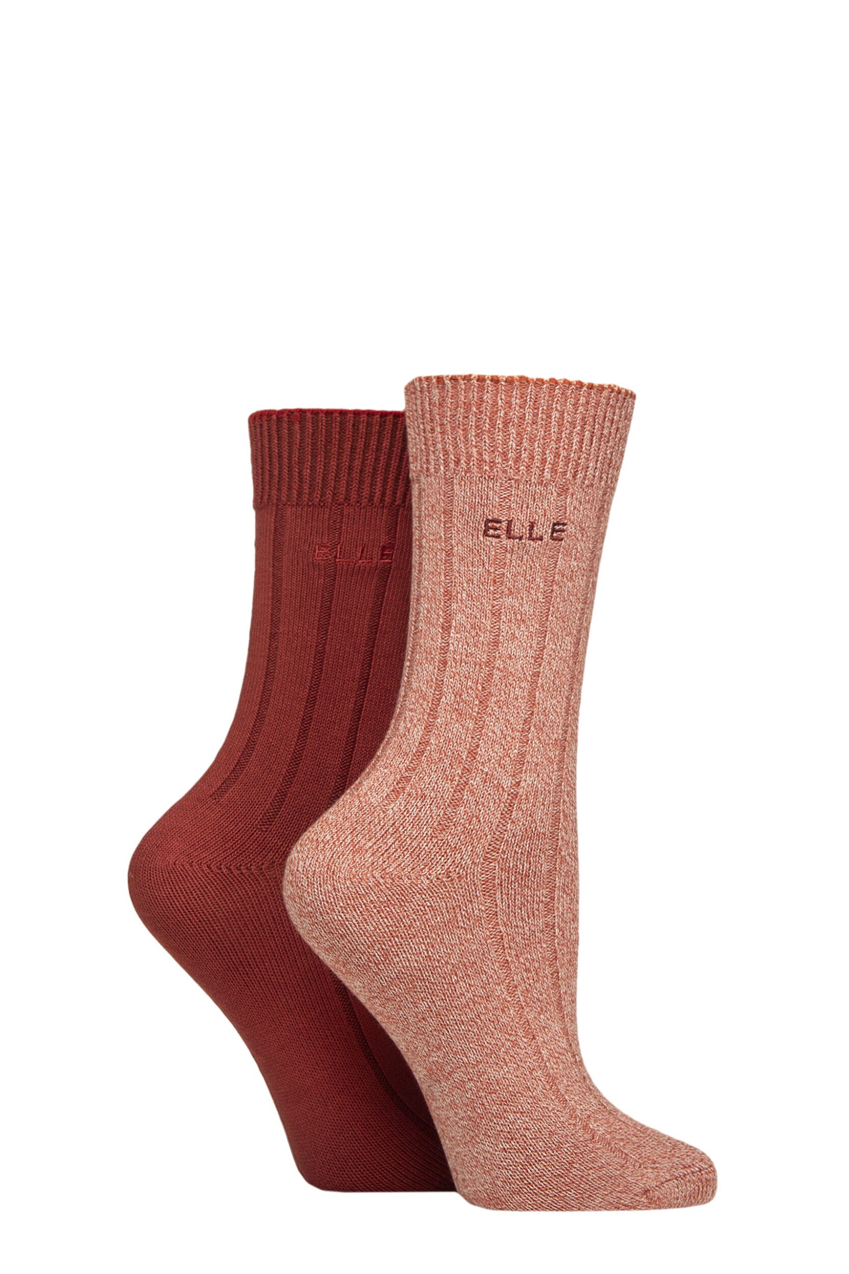 Women's 2 Pair Elle Ribbed Bamboo Boot Socks Wild Poppy 4-8