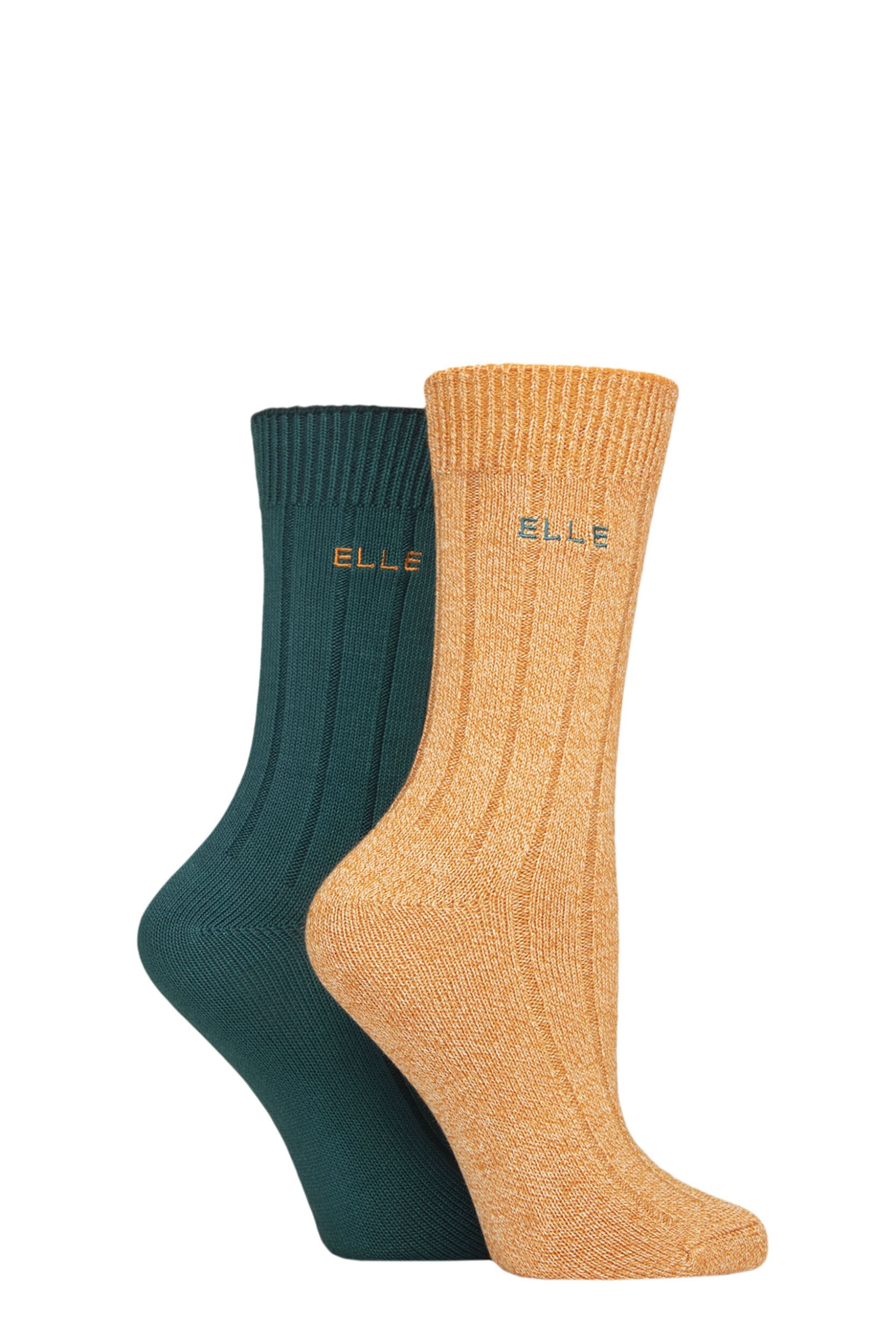 Women's 2 Pair Elle Ribbed Bamboo Boot Socks Marmalade 4-8