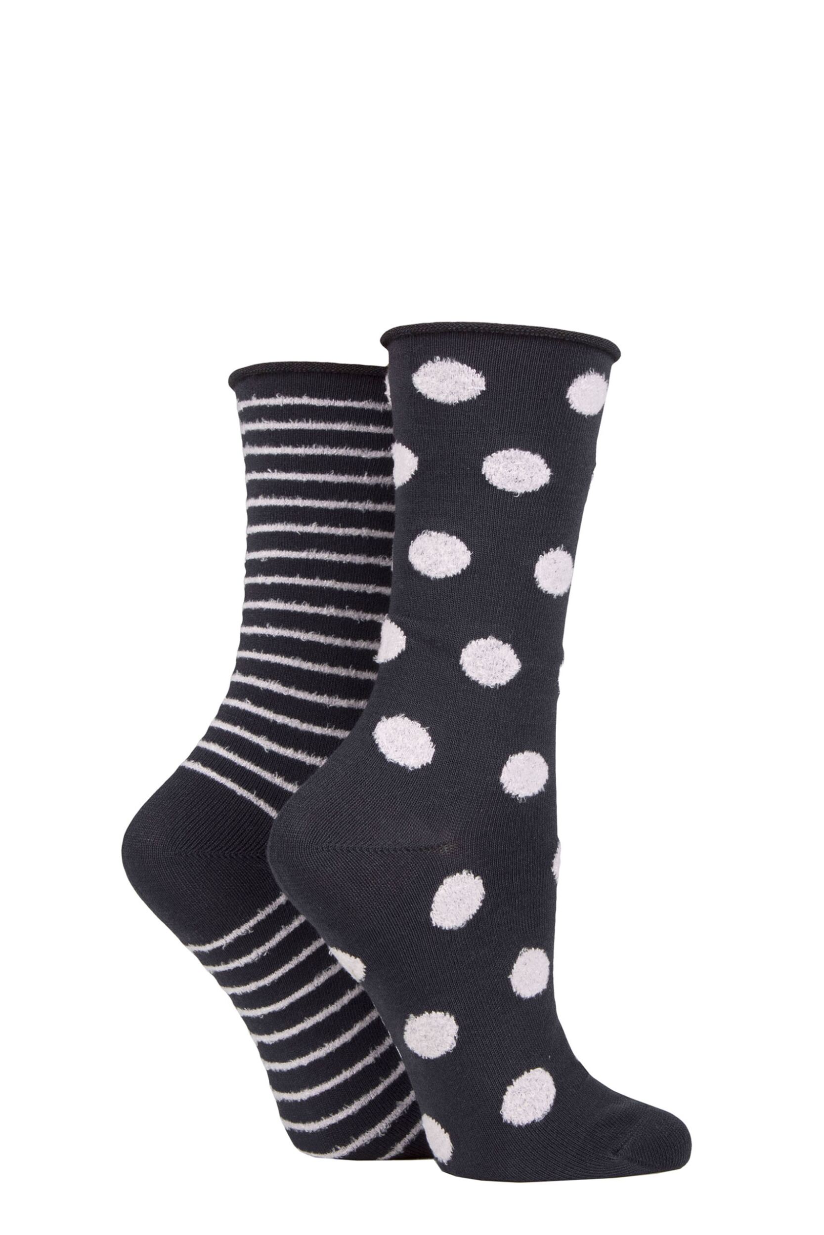 Women's 2 Pair Elle Bamboo Feather Striped Socks Dusky 4-8 Ladies