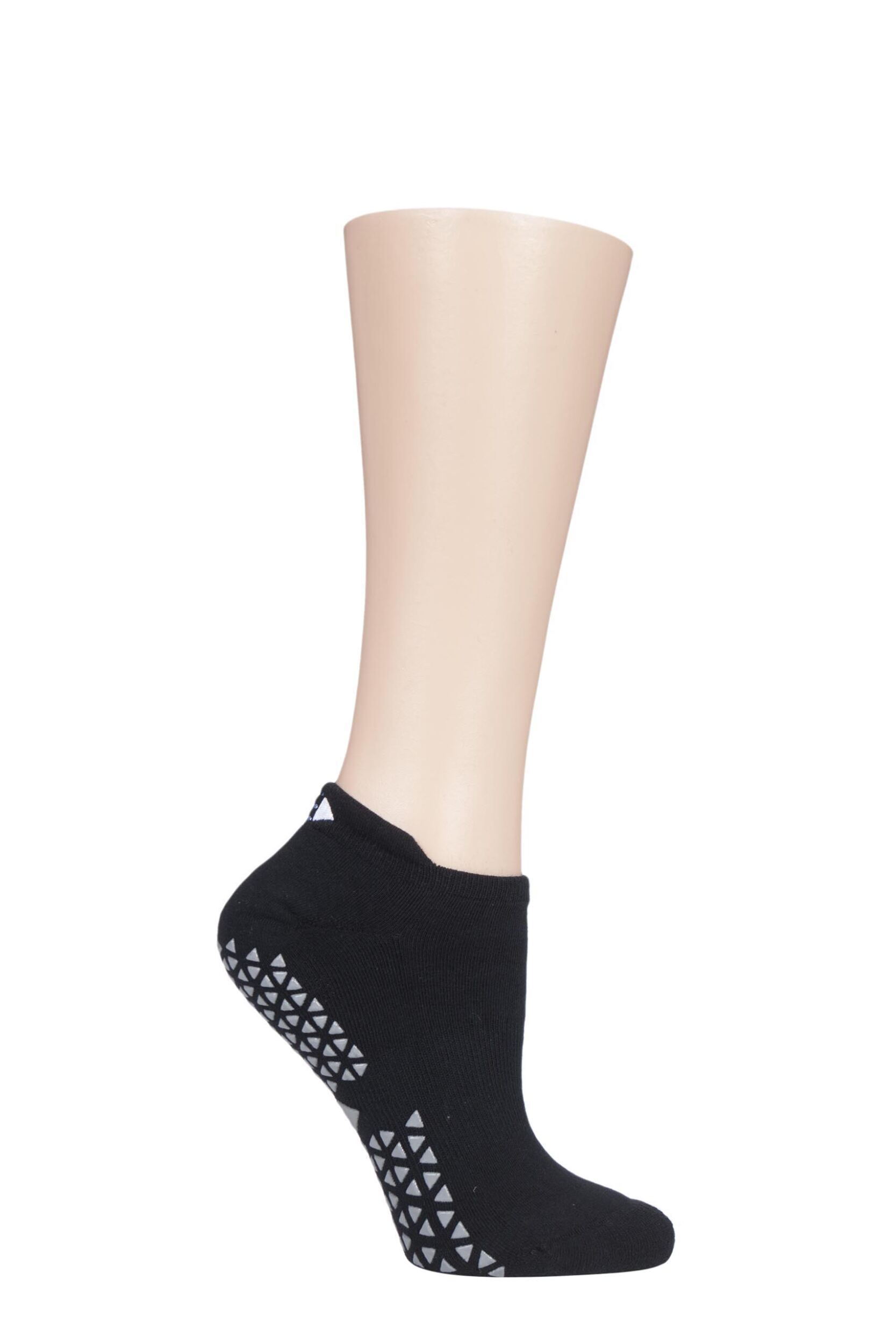 1 Pair Black Full Front Grip Yoga Organic Cotton Socks Ladies 3-5.5 Ladies - Tavi Noir