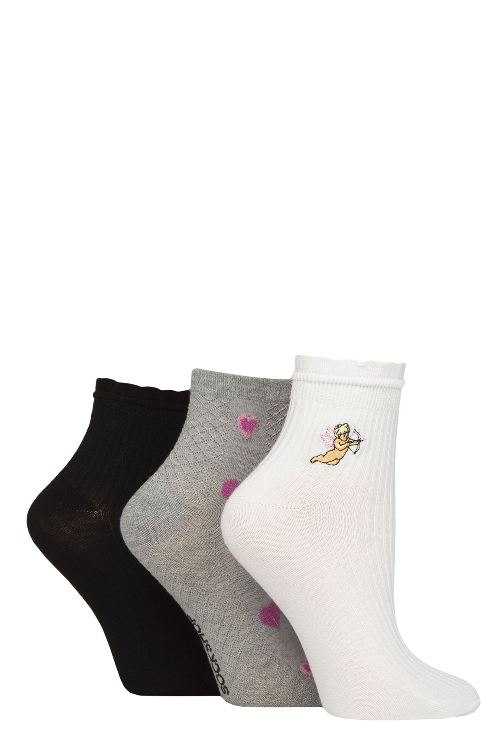 Women's 3 Pair Elle Frill Welt Ribbed Bamboo Anklet Socks Cherub 4-8