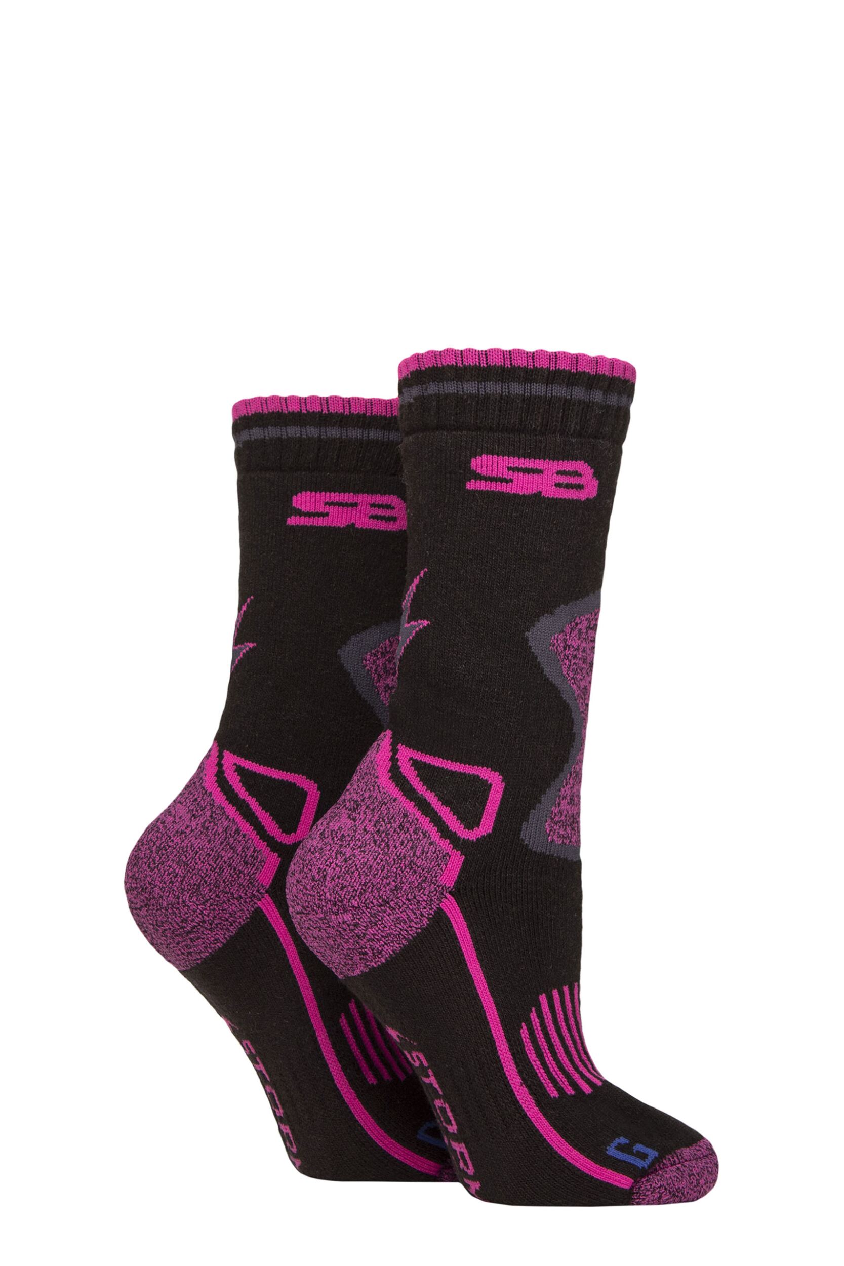 Women's 2 Pair Storm Bloc with BlueGuard Wool Blend Socks Black / Cerise 4-8