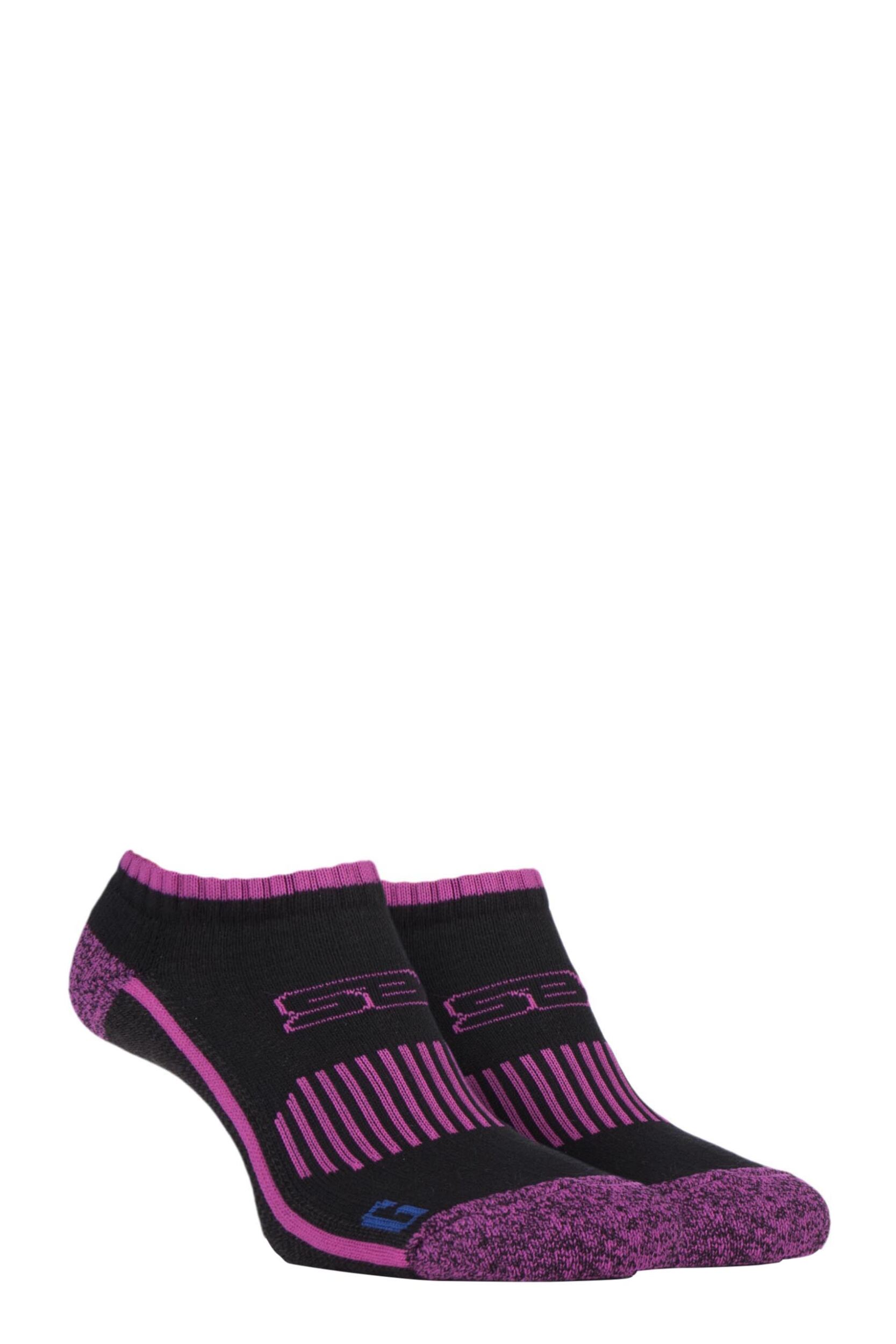 2 Pair Black with BlueGuard Ankle Trainer Socks Ladies 4-8 Ladies - Storm Bloc