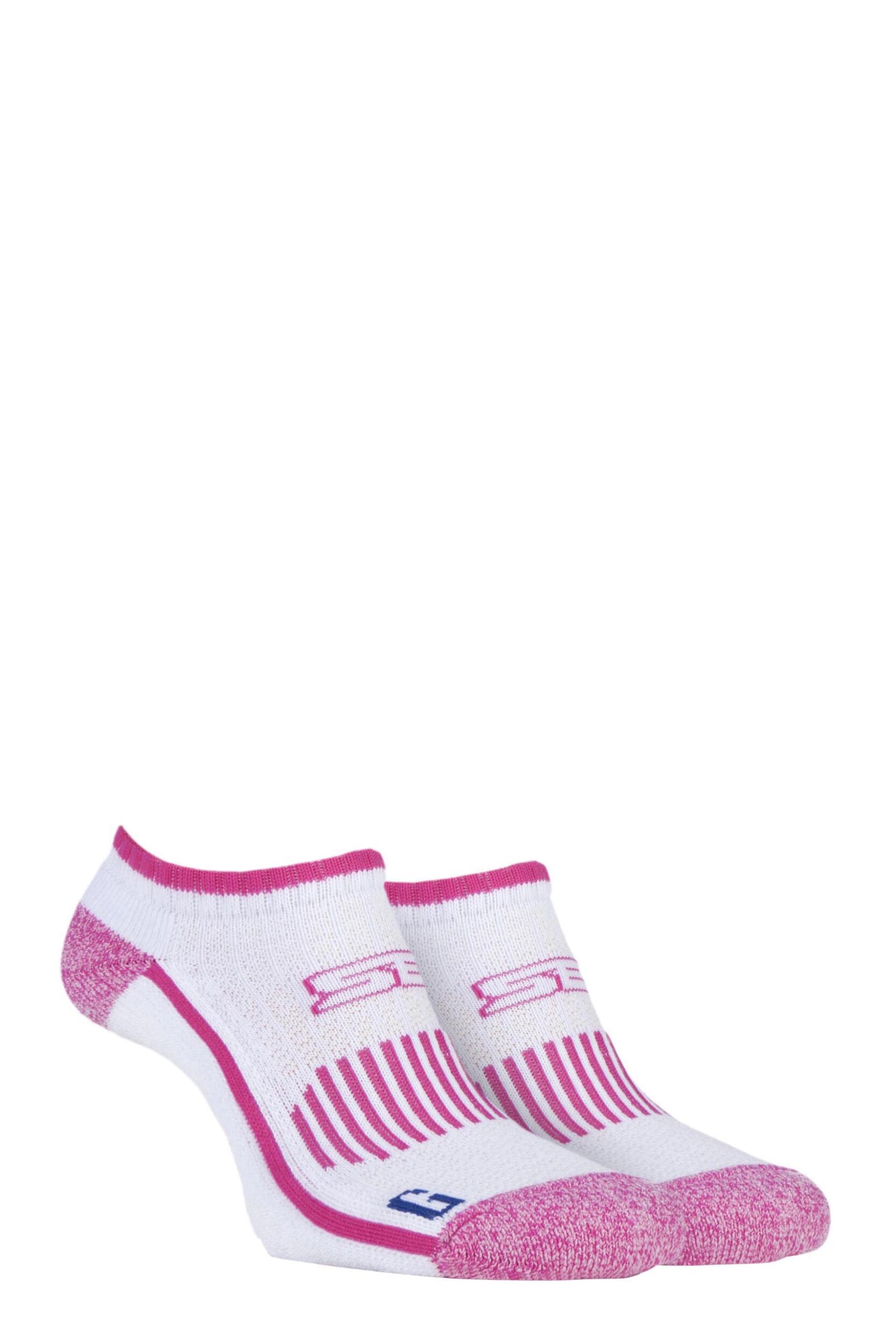 2 Pair Cerise with BlueGuard Ankle Trainer Socks Ladies 4-8 Ladies - Storm Bloc
