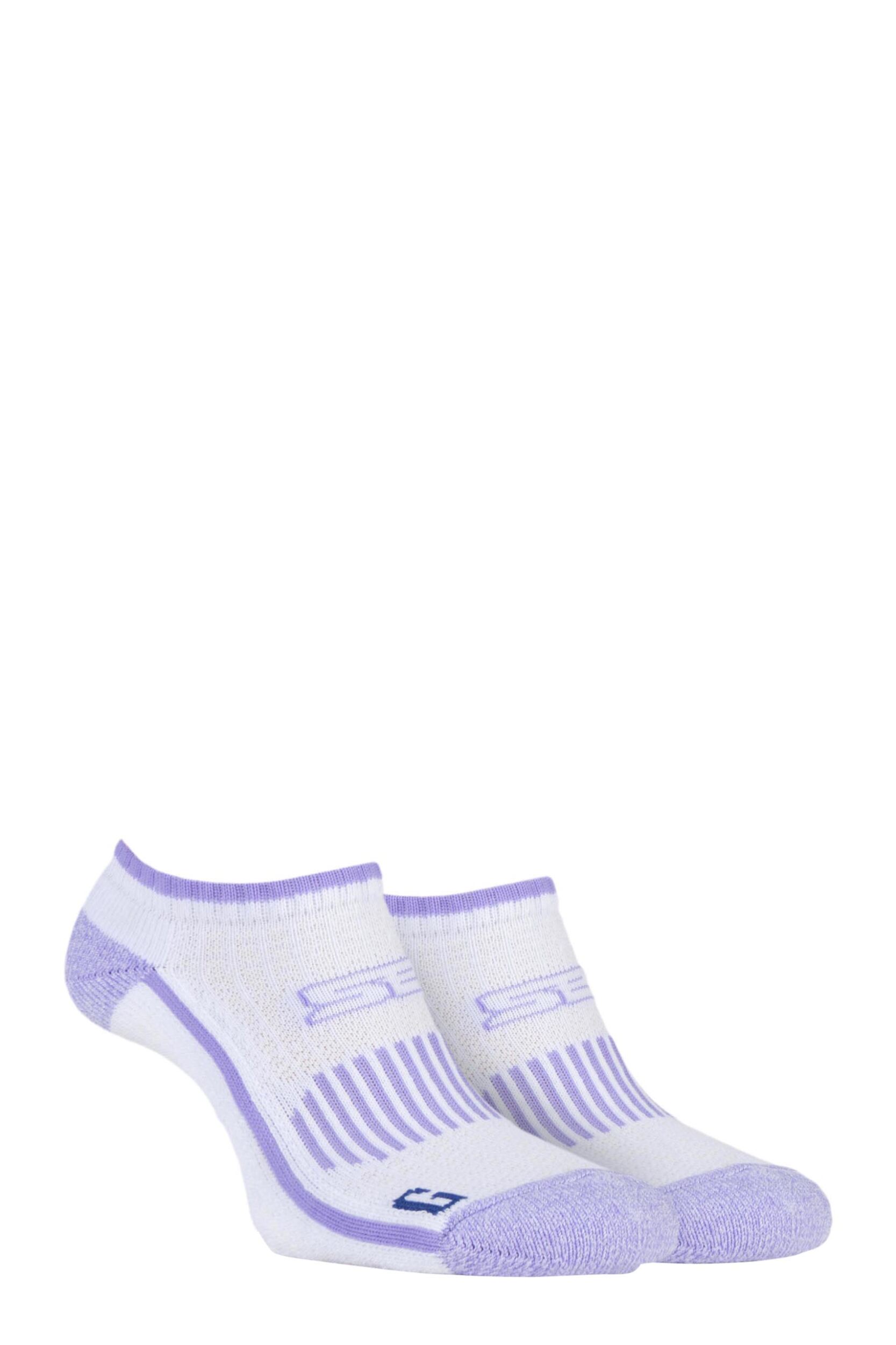 2 Pair White with BlueGuard Ankle Trainer Socks Ladies 4-8 Ladies - Storm Bloc