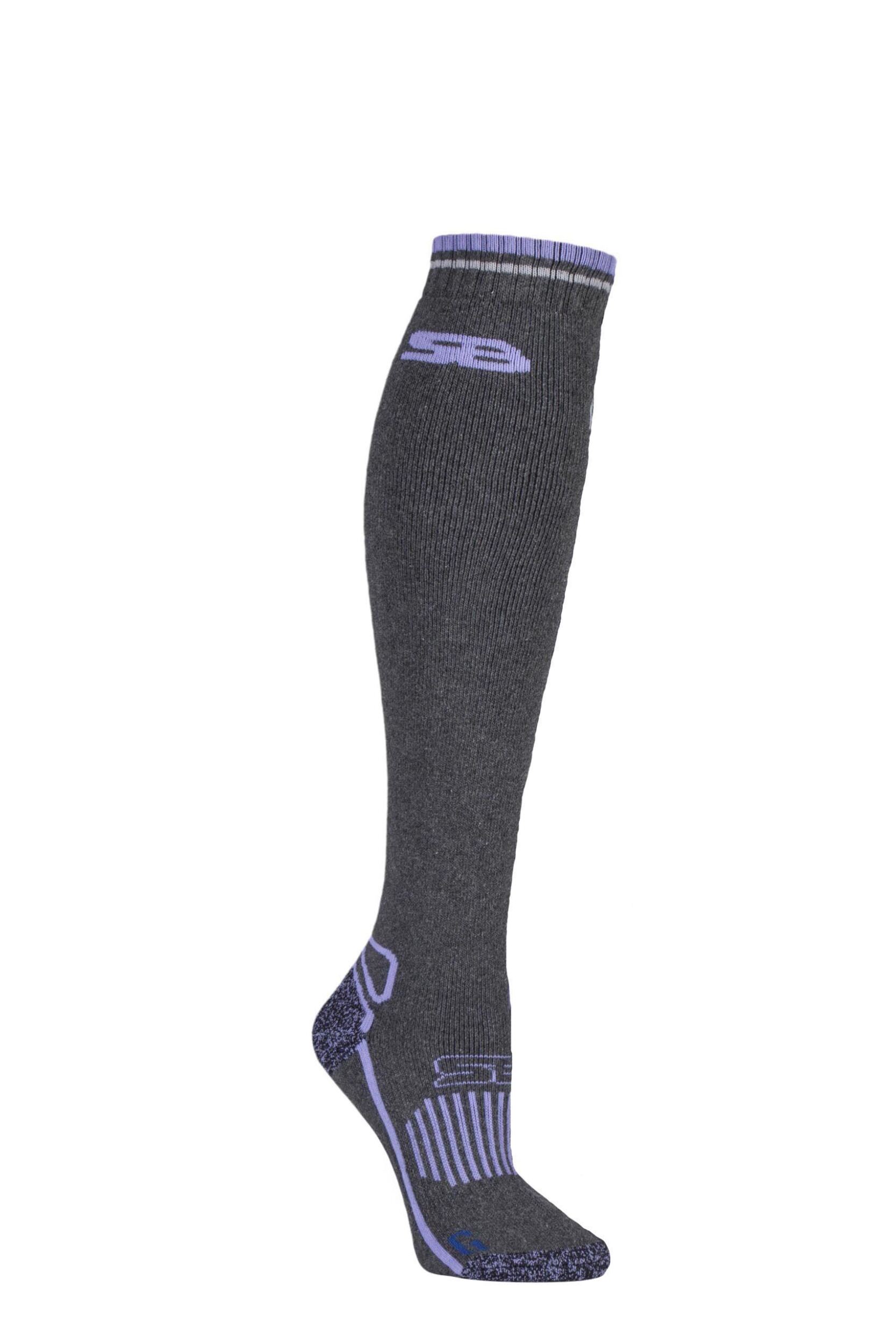 1 Pair Charcoal with BlueGuard Equestrian Long Wool Blend Socks Ladies 4-8 Ladies - Storm Bloc