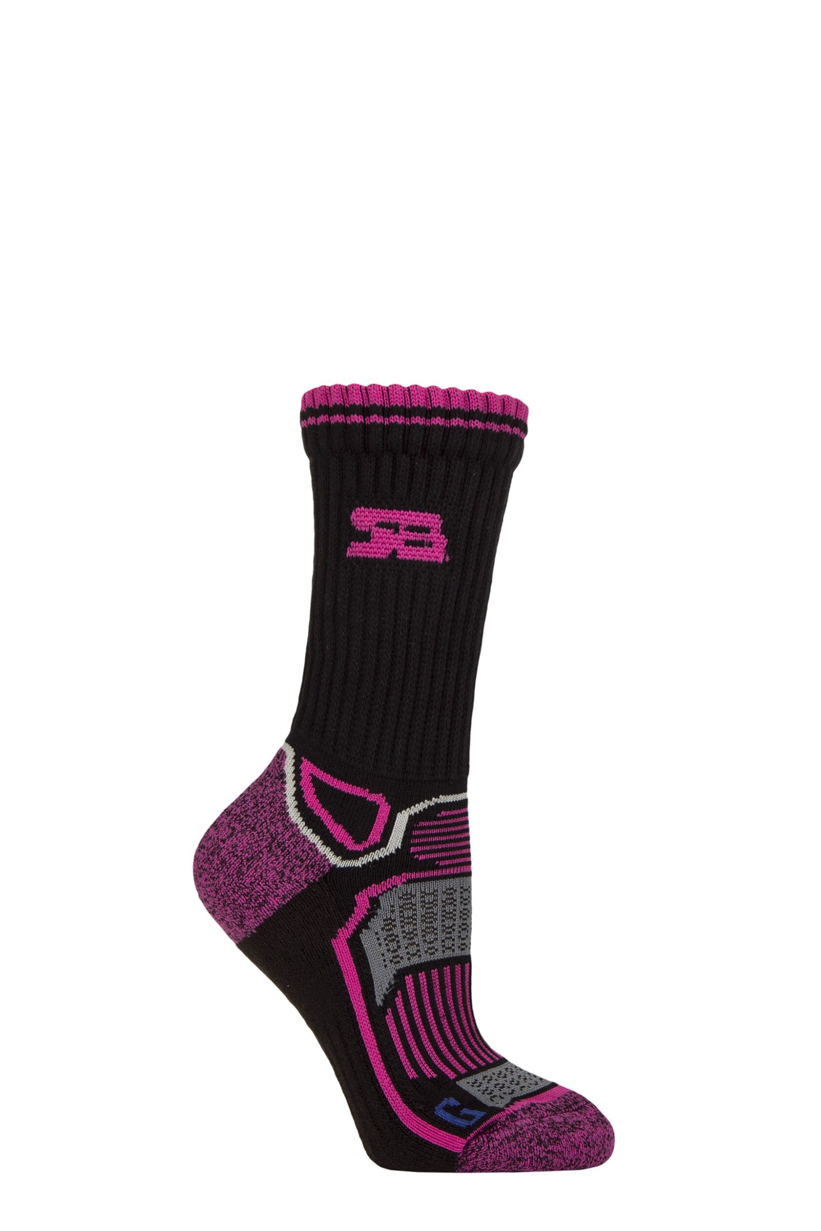 Women's 1 Pair Storm Bloc with BlueGuard Oakvale Cotton Aerobic Hiking Socks Black / Cerise 4-8