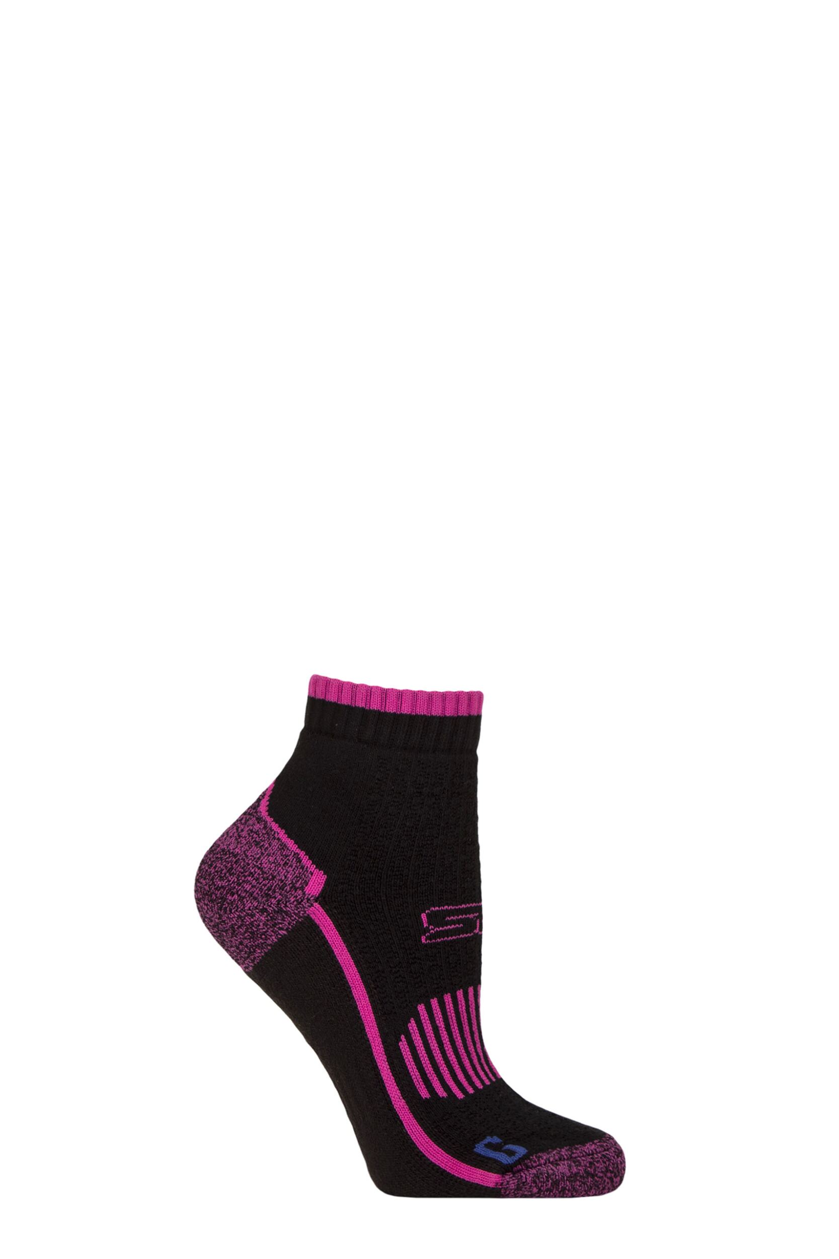 Image of Women's 1 Pair Storm Bloc with BlueGuard Skelton Cotton Ankle High Hiking Socks Black / Cerise 4-8