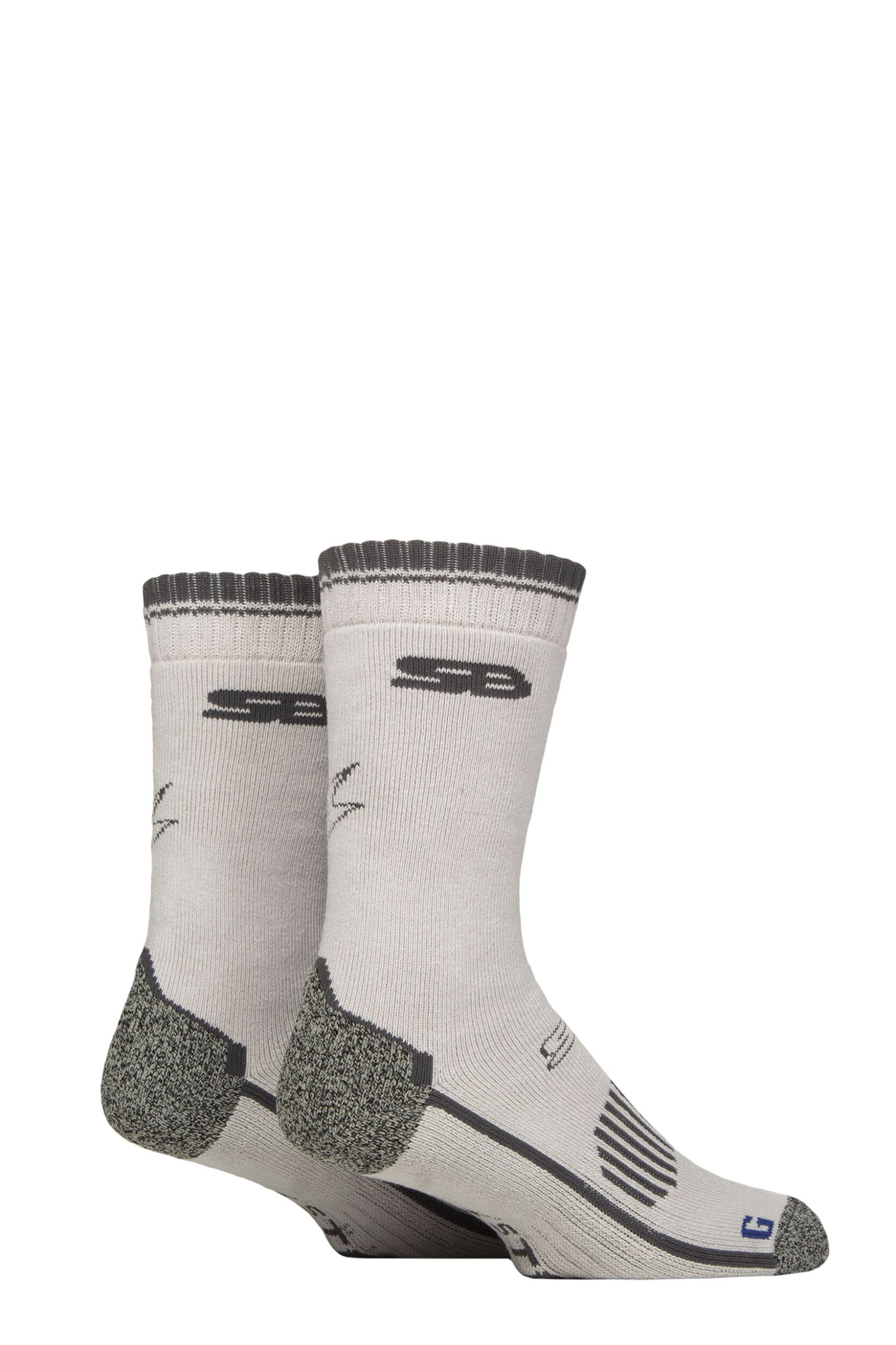 Mens 2 Pair Storm Bloc with BlueGuard Everdale Cotton Hiking Socks Stone / Charcoal 6-8.5