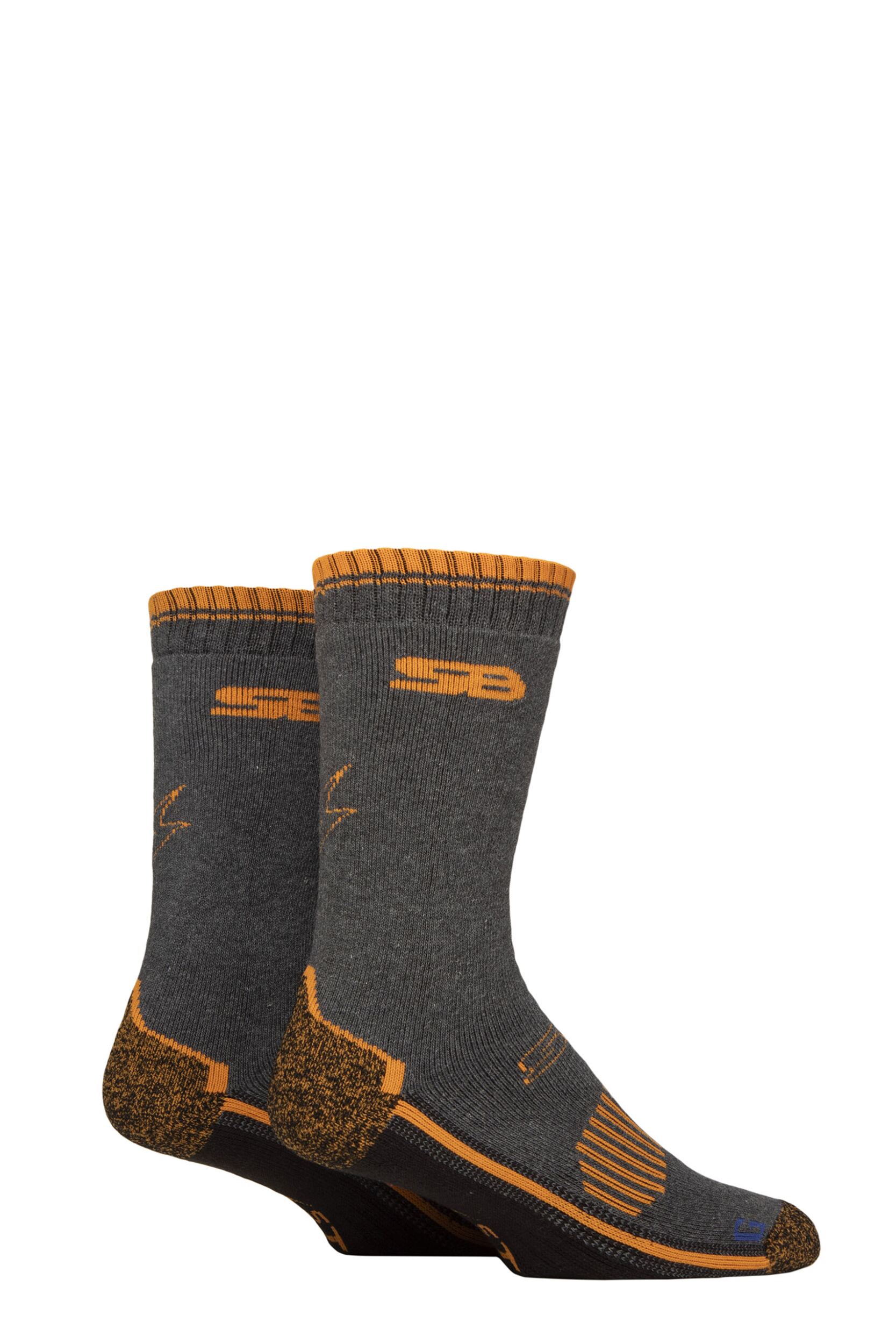 Mens 2 Pair Storm Bloc with BlueGuard Everdale Cotton Hiking Socks Grey / Amber 6-8.5
