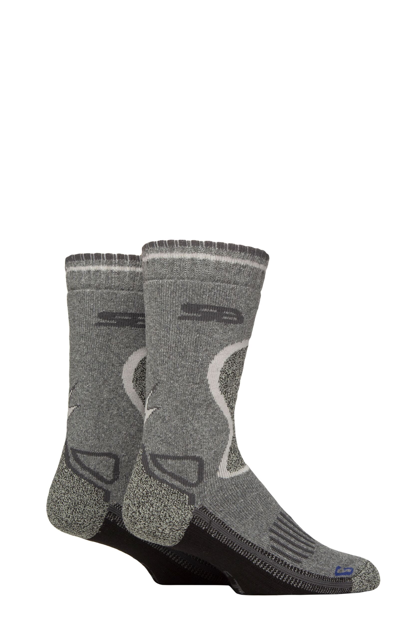 Mens 2 Pair Storm Bloc with BlueGuard Wool Blend Socks Stone / Charcoal 9-12