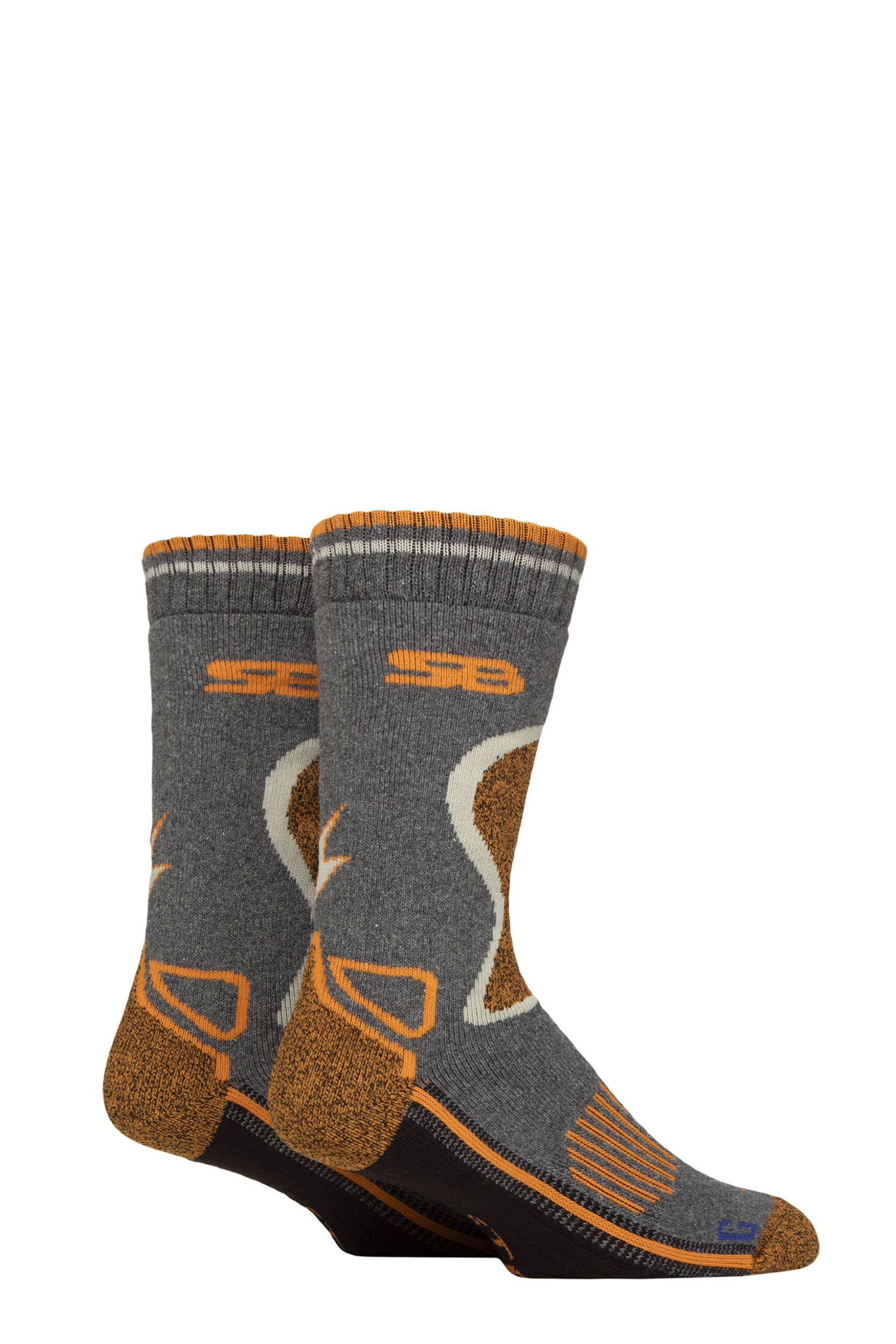 Mens 2 Pair Storm Bloc with BlueGuard Wool Blend Socks Grey / Amber 6-8.5