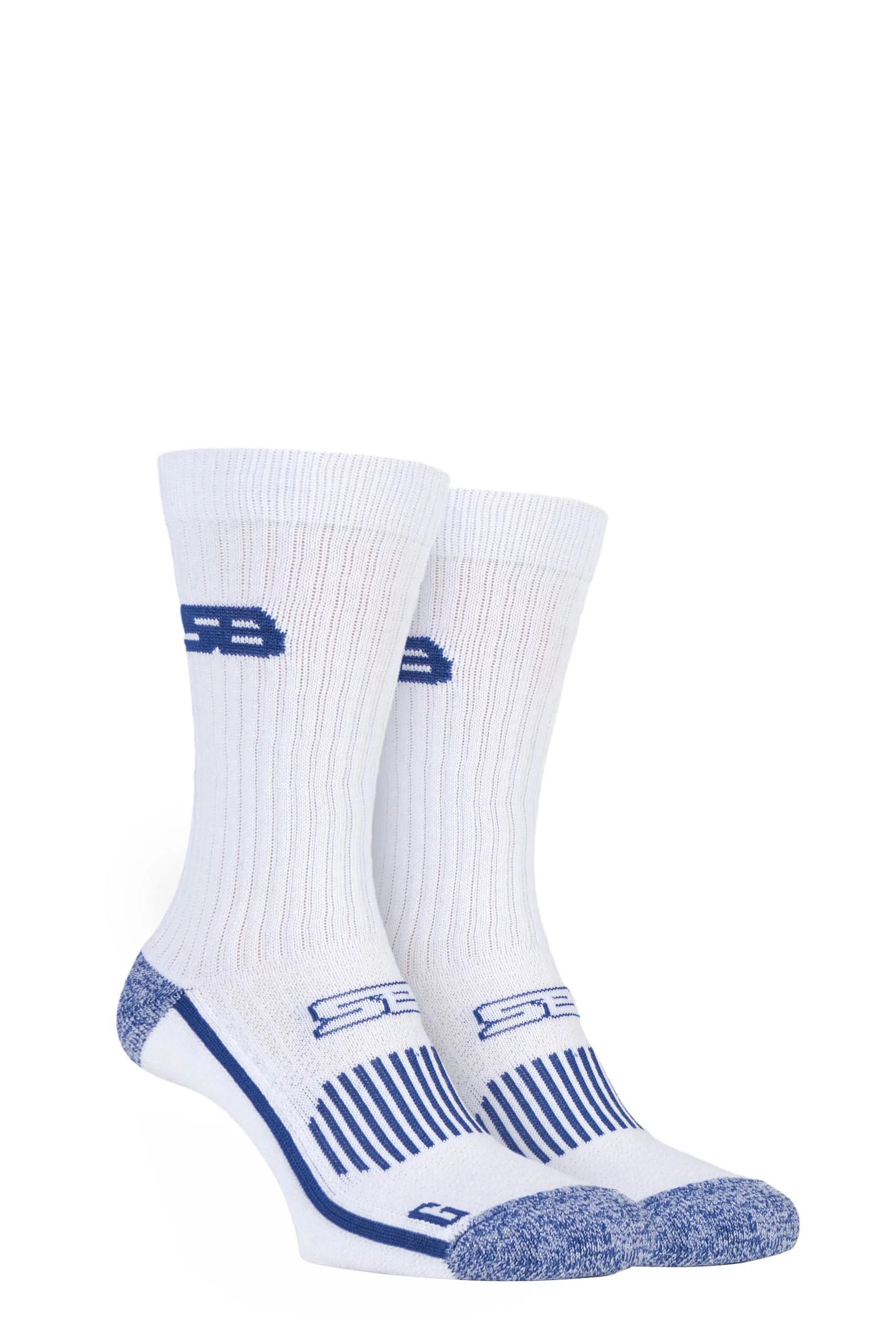 2 Pair White with BlueGuard Sports Crew Socks Men's 9-11 Mens - Storm Bloc