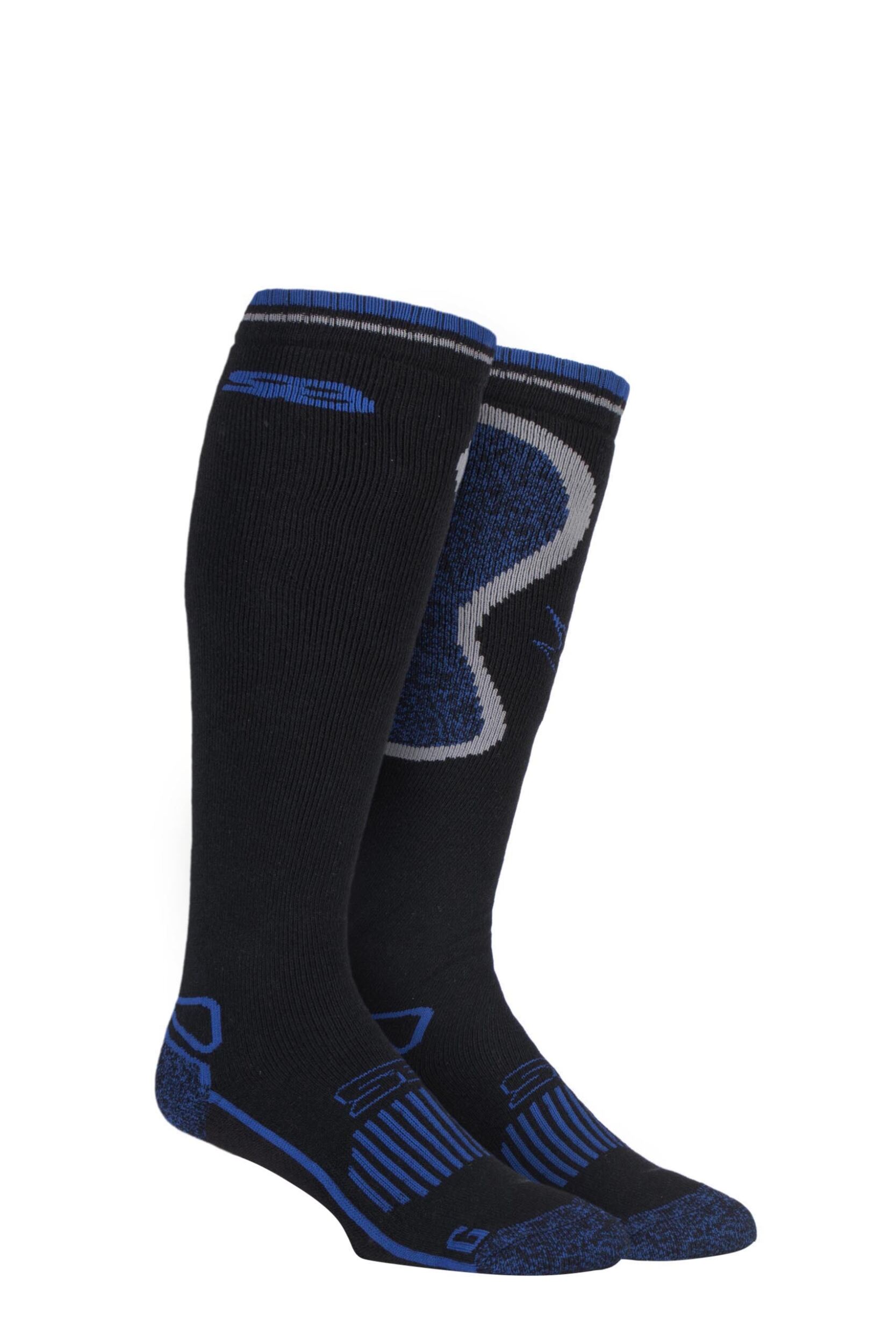 1 Pair Black with BlueGuard Long Wool Blend Country Socks Men's 6-11 Mens - Storm Bloc