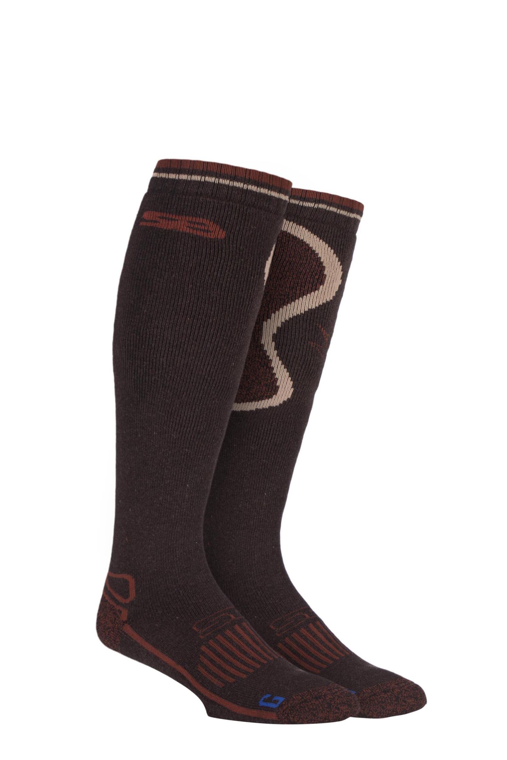 1 Pair Brown with BlueGuard Long Wool Blend Country Socks Men's 6-11 Mens - Storm Bloc