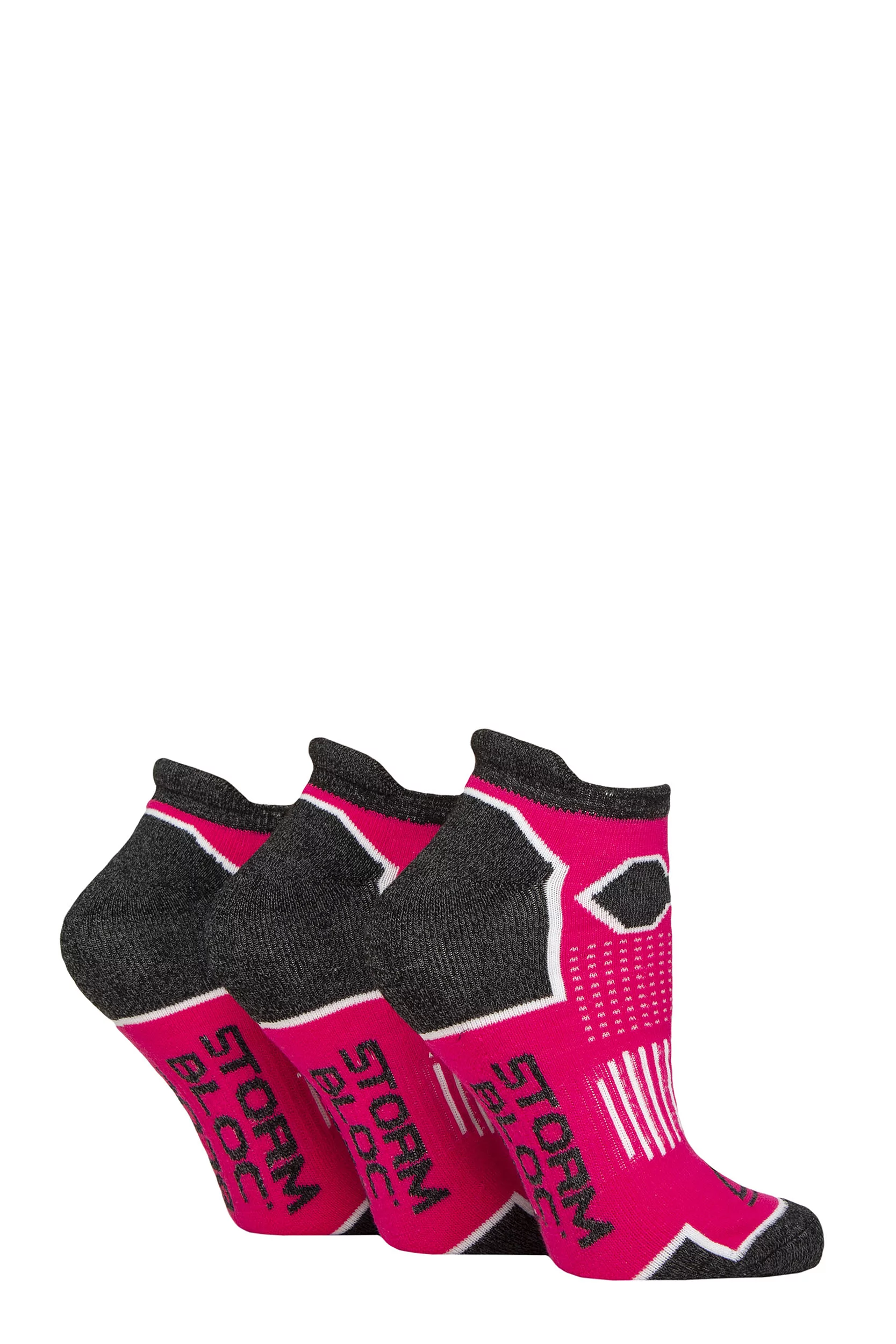 Women's 3 Pair Storm Bloc Cushioned Trainer Socks Fluorescent Pink 4