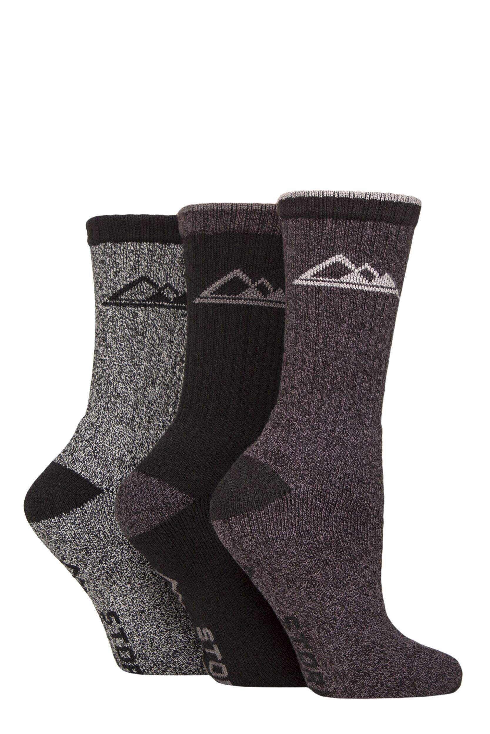 Women's 3 Pair Storm Bloc Cotton Marl Boot Socks Black / Charcoal 4-8
