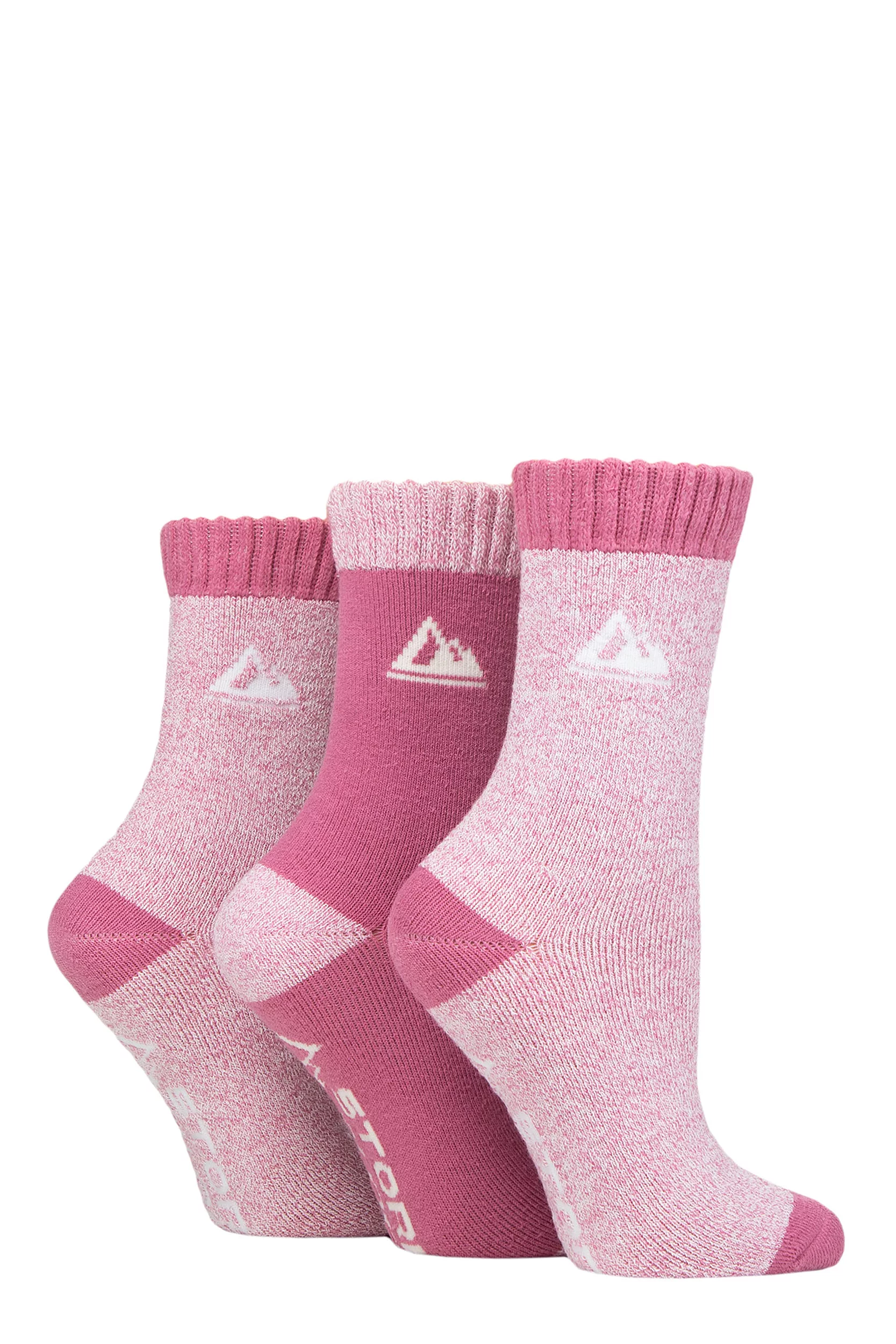 Women's 3 Pair Storm Bloc Poly Blend Cushioned Boot Socks Pink / Cream 4-8 Ladies