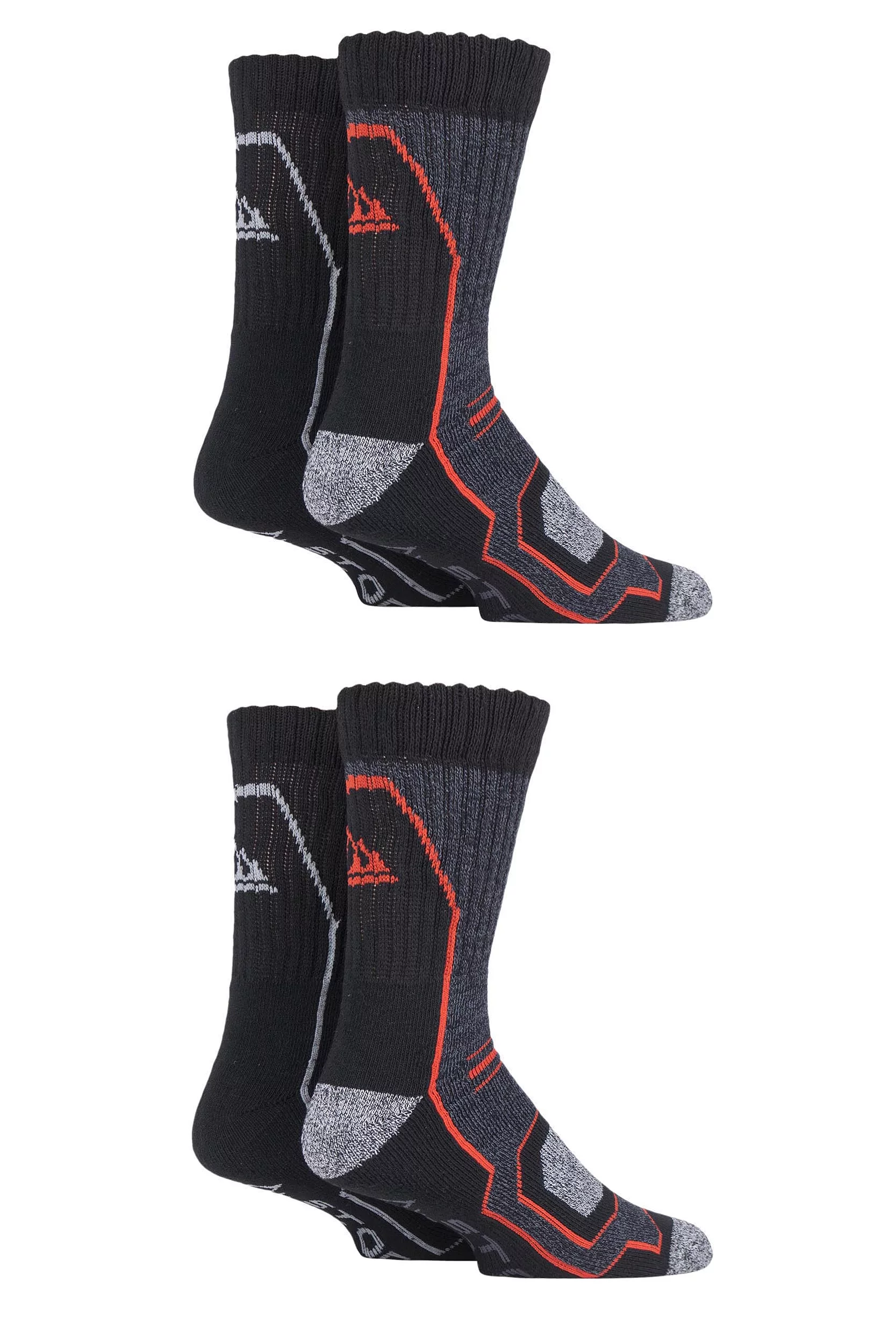 4 Pair Black / Charcoal / Amber Technical Boot Socks Men's 6-11 Mens - Storm Bloc