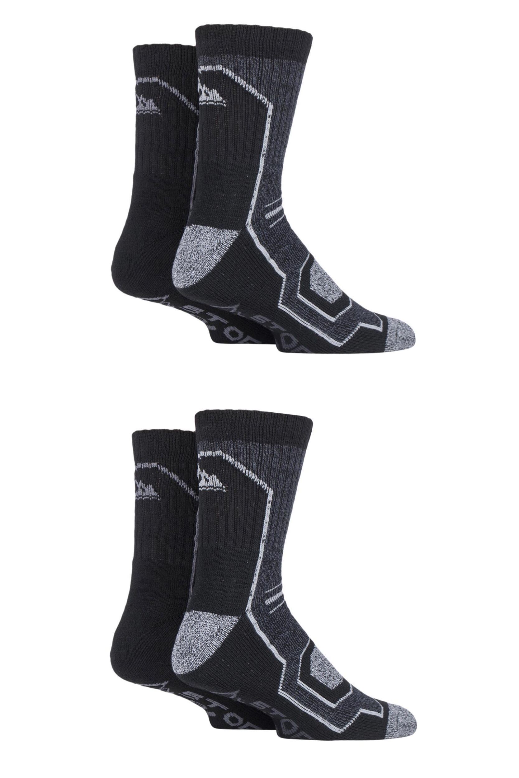 4 Pair Black  /  Charcoal  /  Grey Technical Boot Socks Men's 6-11 Mens - Storm Bloc