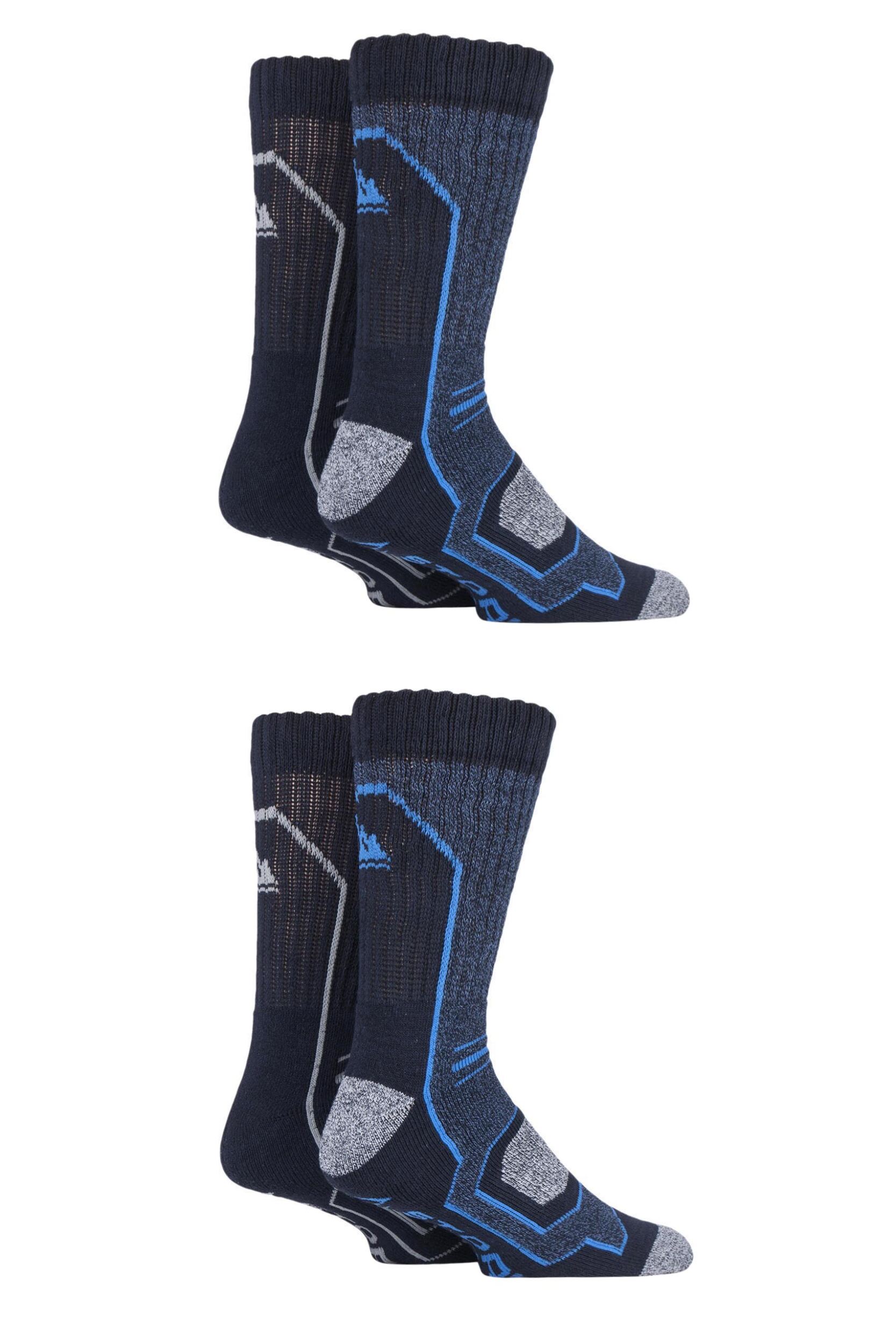 Image of 4 Pair Navy / Blue / Turquoise Technical Boot Socks Mens - Storm Bloc