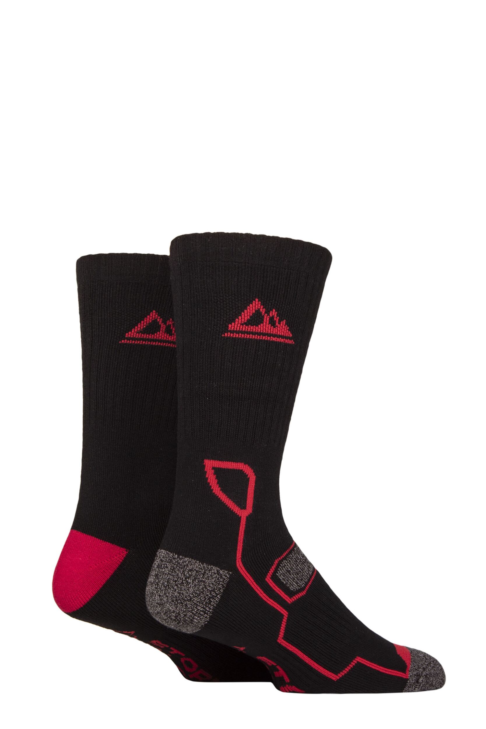 Mens 2 Pair Storm Bloc Bamboo Boot Socks Black / Red 6 -11