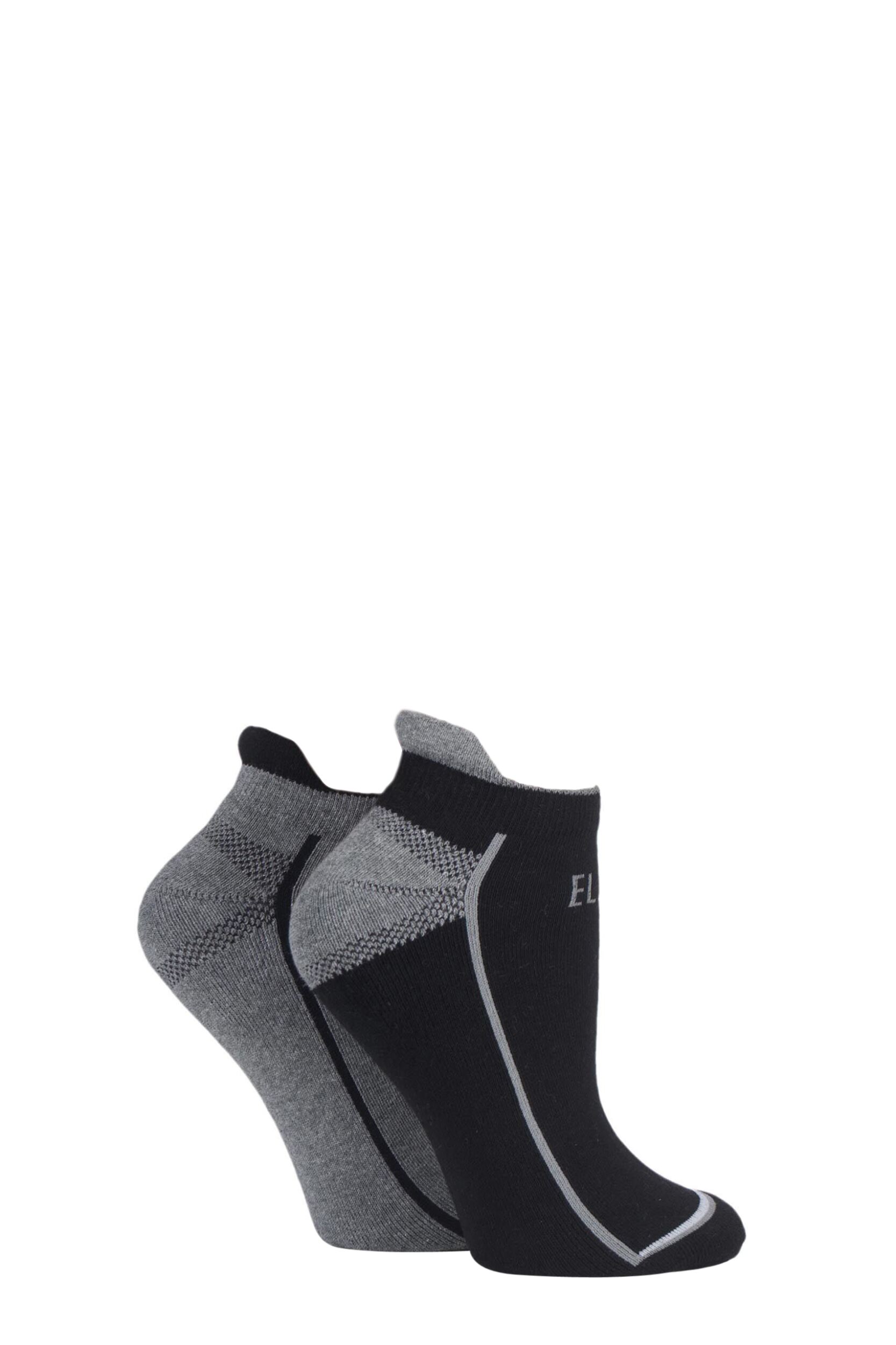 2 Pair Black Sports Trainer Socks Ladies 4-8 Ladies - Elle